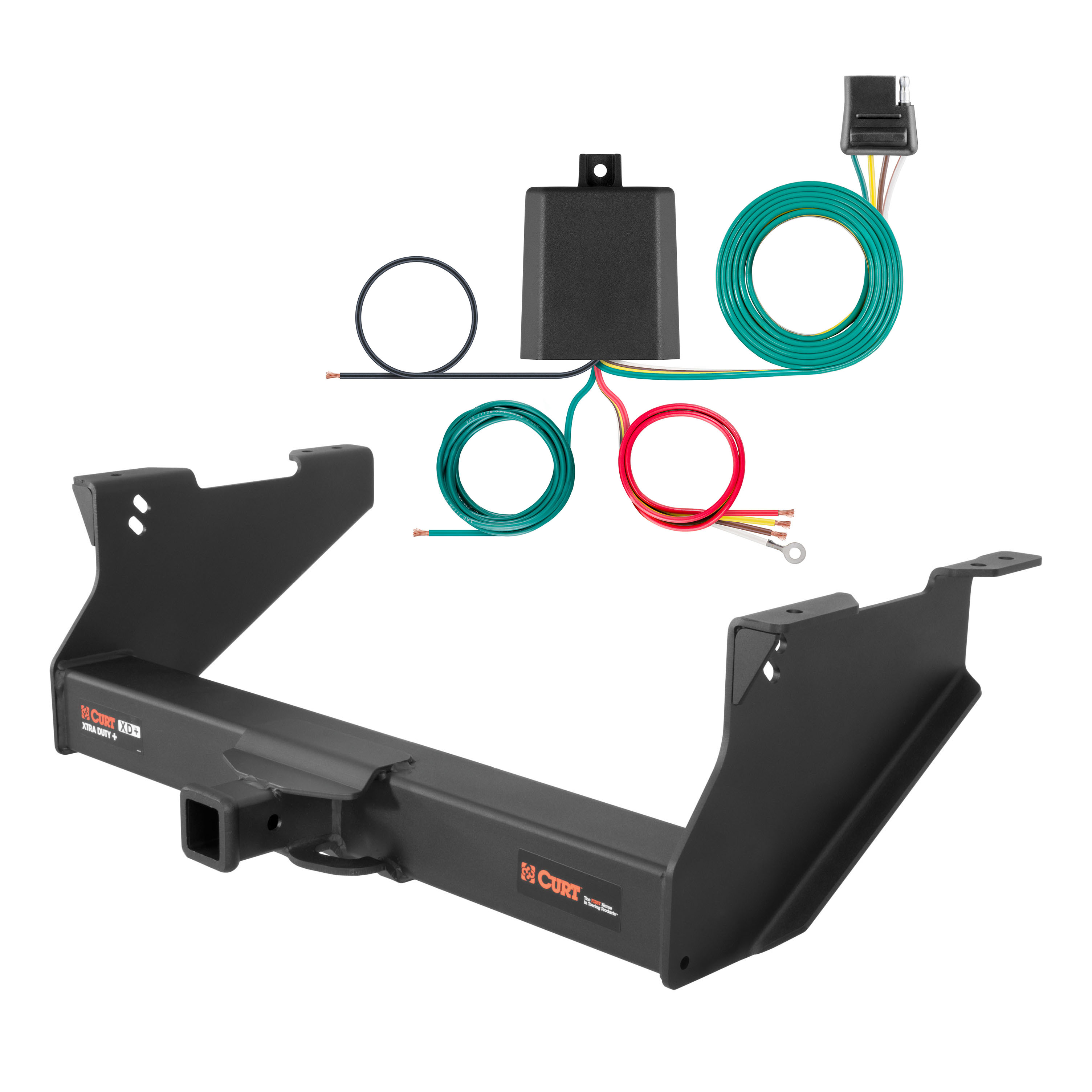 11 - 13 Ram 2500 8' bed, with or without factory receiver Curt 2", Class 5 Trailer Tow Hitch + 4-flat Wiring Kit 15409 thumbnail 0