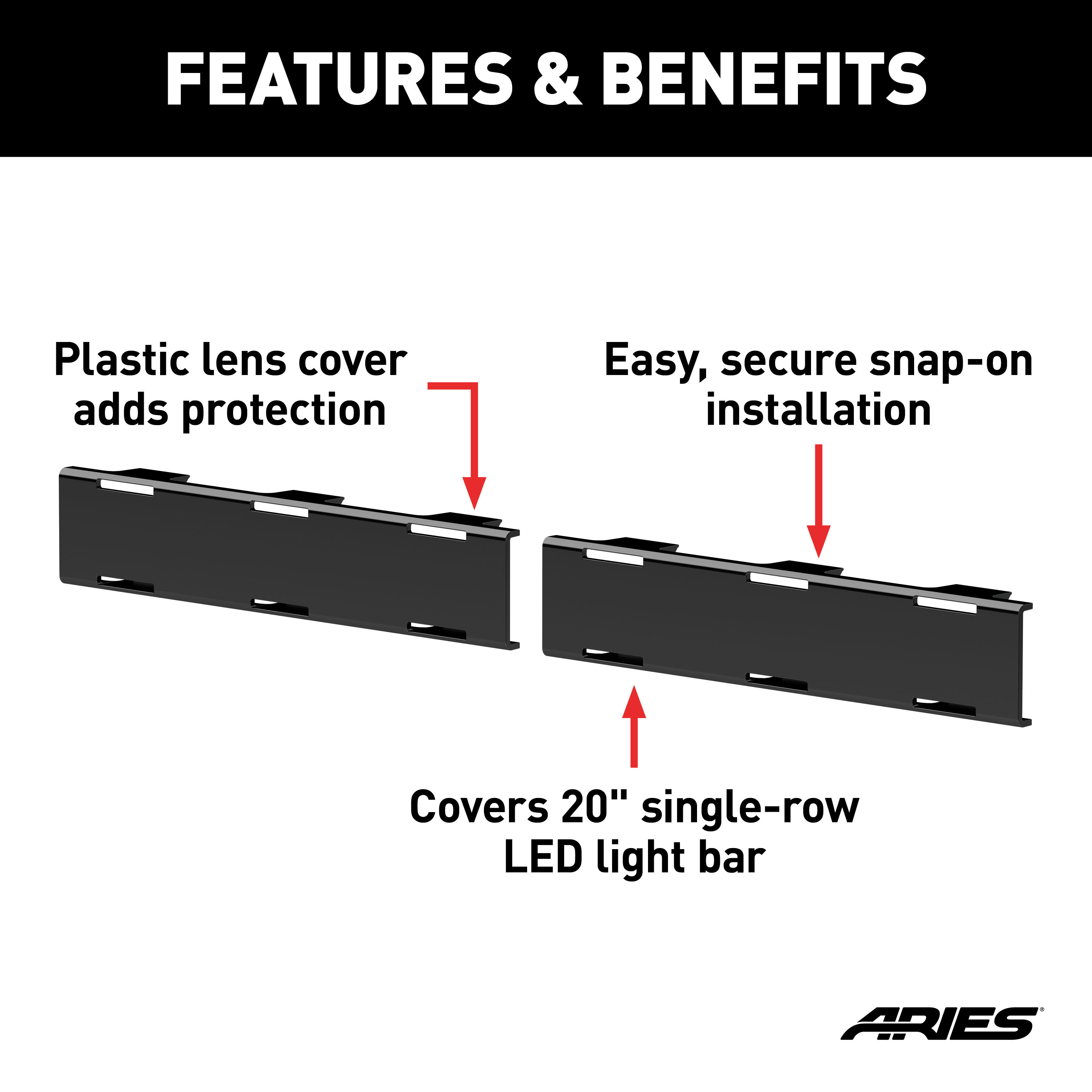 ARIES 1501263 20-Inch LED Light Bar Covers, 2 Pieces thumbnail 1
