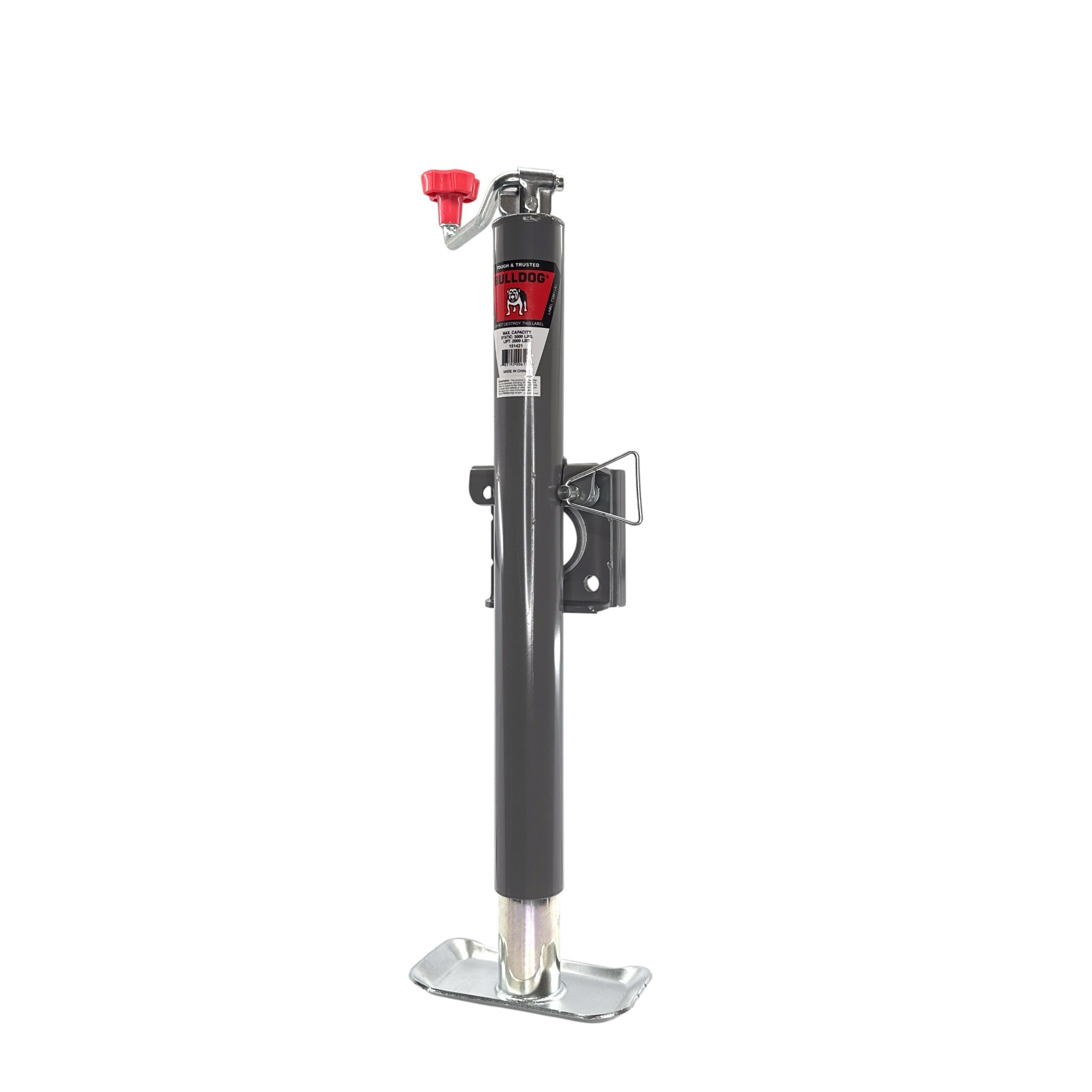 Bulldog Round Trailer Jack, Side Mount, 2,000 lbs. Lift Capacity, Top Wind, Weld-On, 15 in. Travel BD151421 thumbnail 3