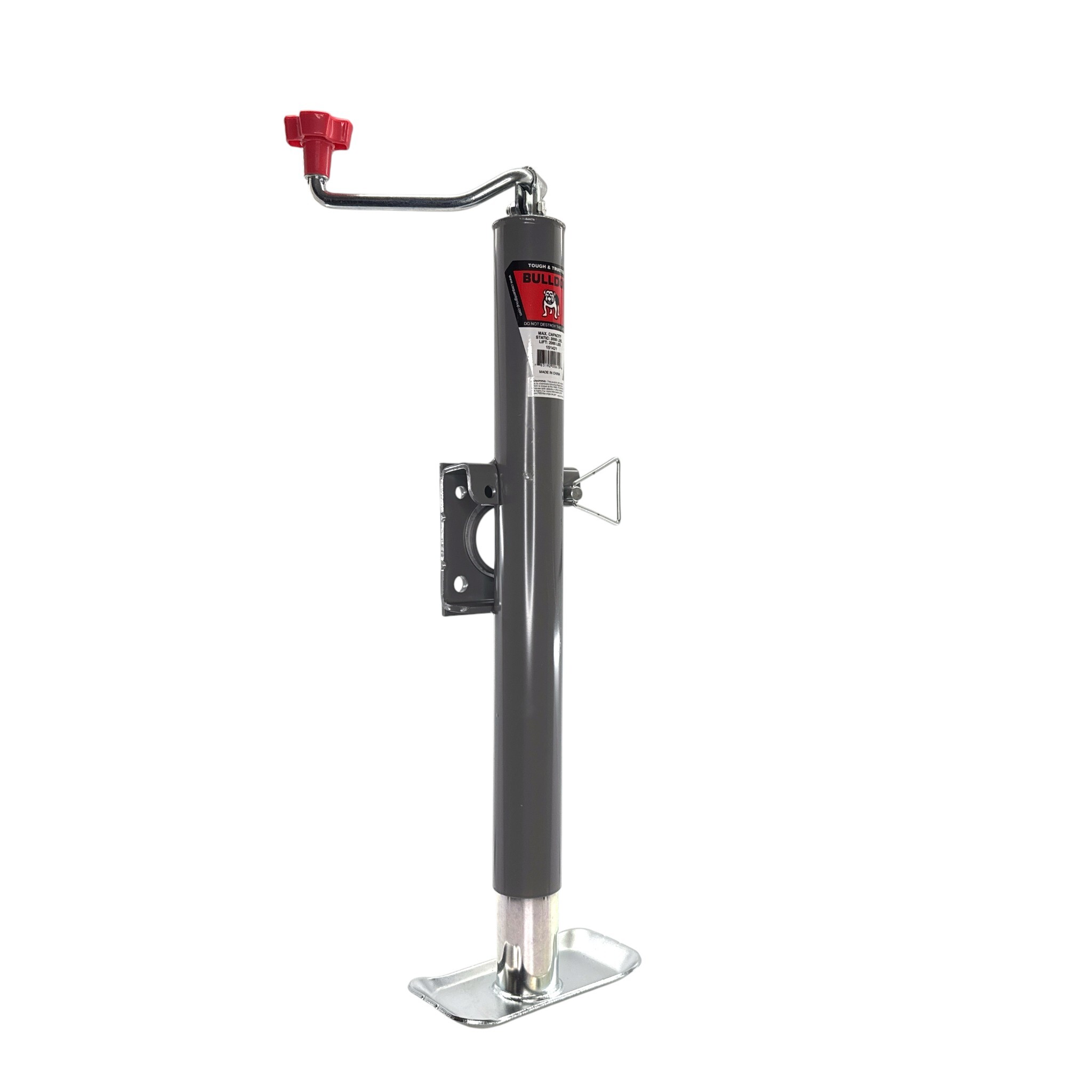 Bulldog Round Trailer Jack, Side Mount, 2,000 lbs. Lift Capacity, Top Wind, Weld-On, 15 in. Travel BD151421 thumbnail 4