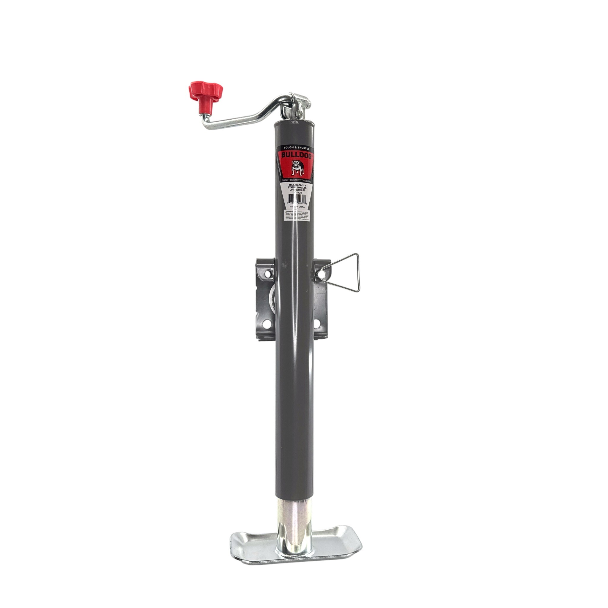 Bulldog Round Trailer Jack, Side Mount, 2,000 lbs. Lift Capacity, Top Wind, Weld-On, 15 in. Travel BD151421 thumbnail 0