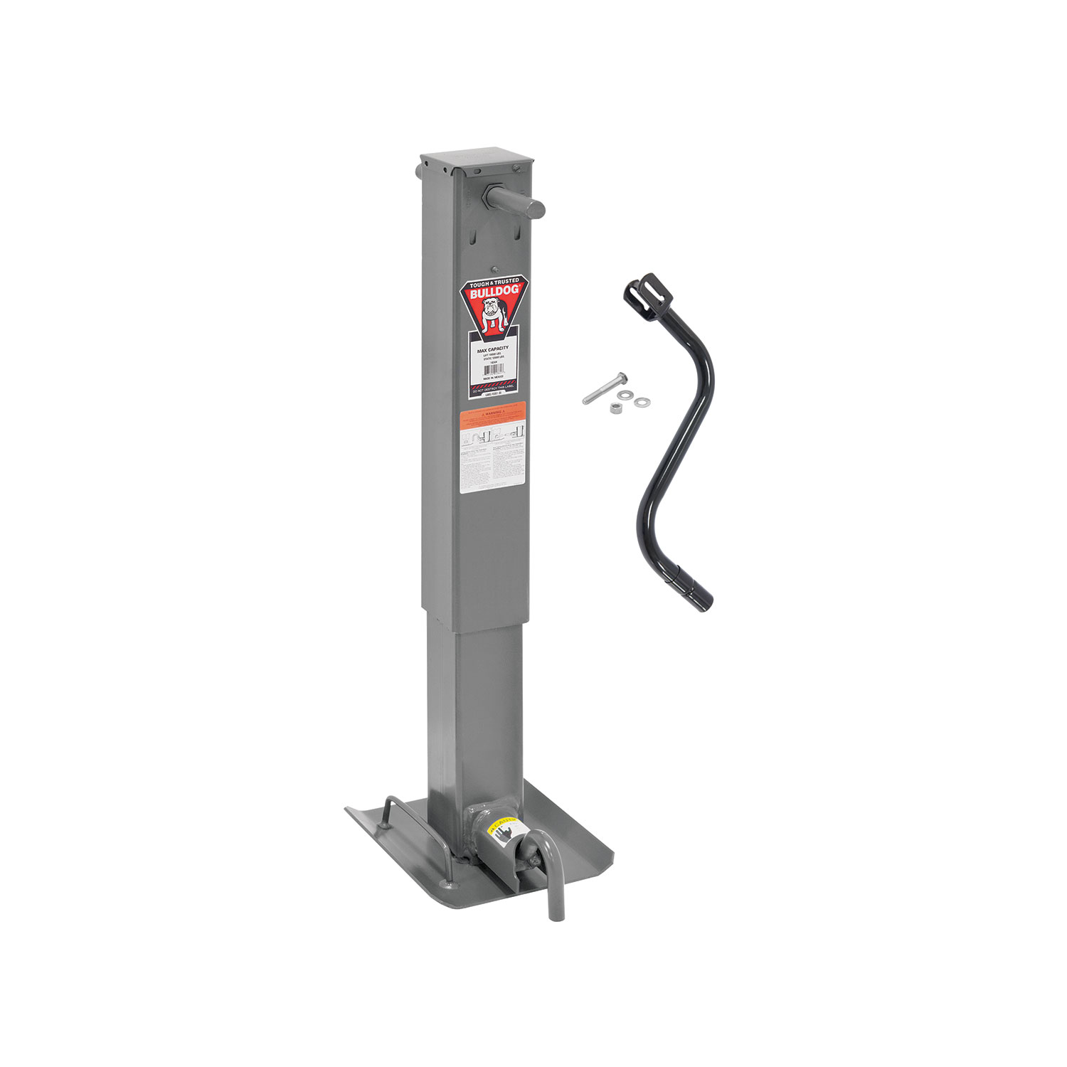 Bulldog HD Square Trailer Jack, 12,000 lbs. Support Capacity, Side Wind, 12-1/2 in. Travel BD182404 thumbnail 0