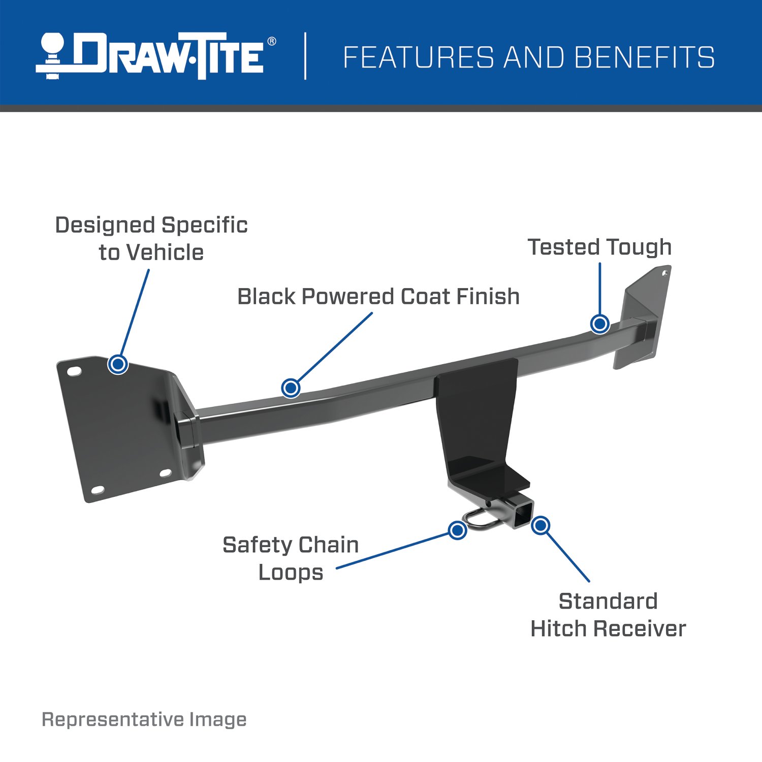 Draw-tite Class 1 Trailer Hitch, 1-1/4" Square Receiver, Black for Select Hyundai Accent, Hyundai Elantra, KIA Rio5 24795 thumbnail 2