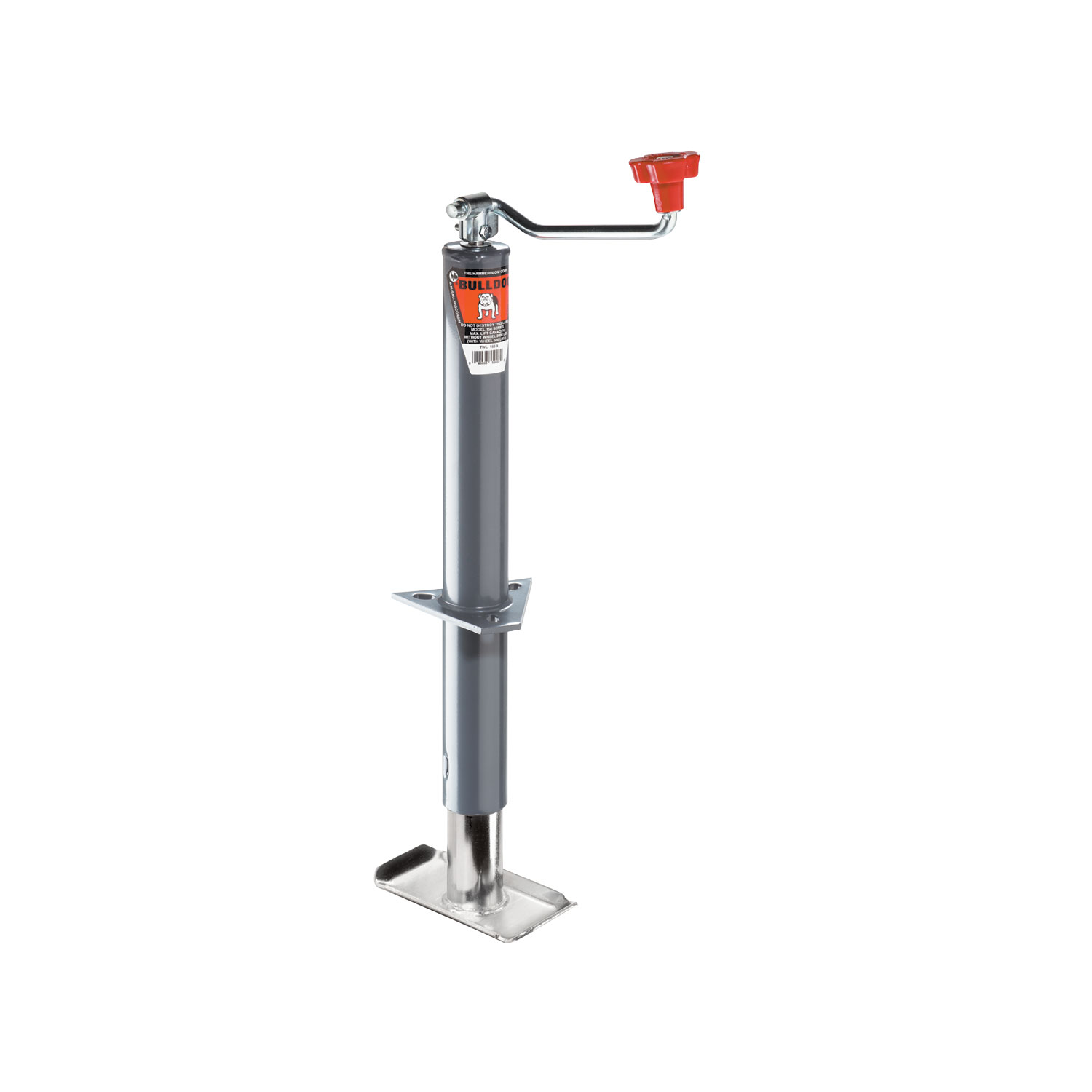 Bulldog Round Trailer Jack, A-Frame, 2,000 lbs. Lift Capacity, Top Wind, Bolt-On, 15 in. Travel BD155100 thumbnail 0
