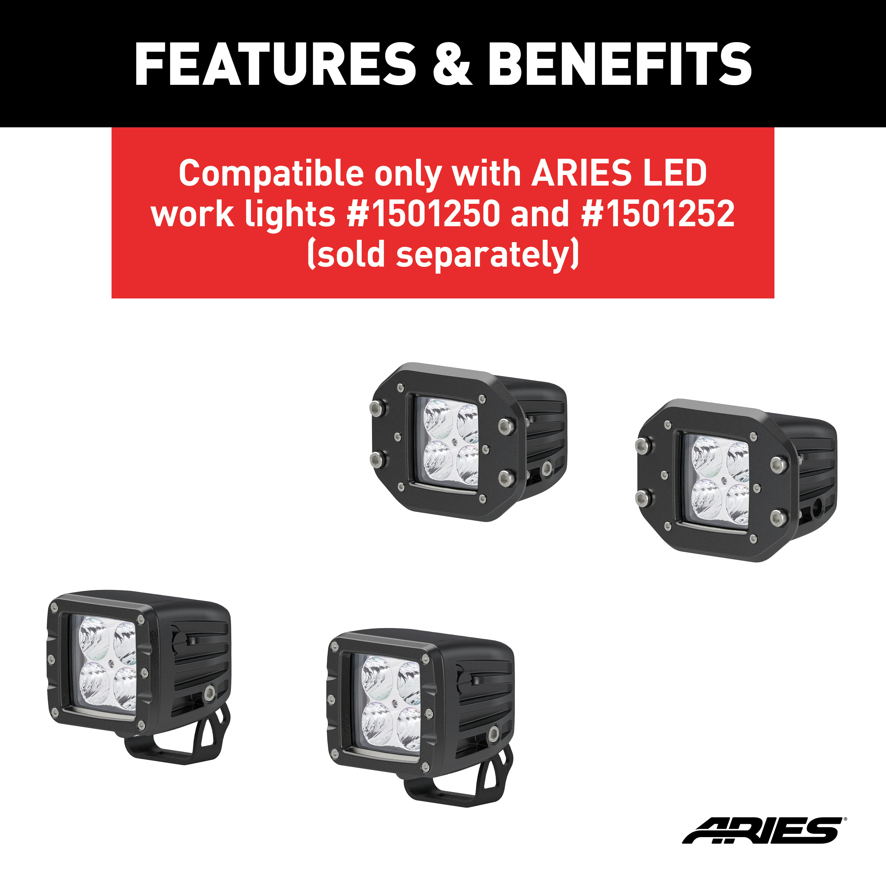 ARIES 1501243 Replacement LED Light Extension Harnesses, 2-Pack thumbnail 2