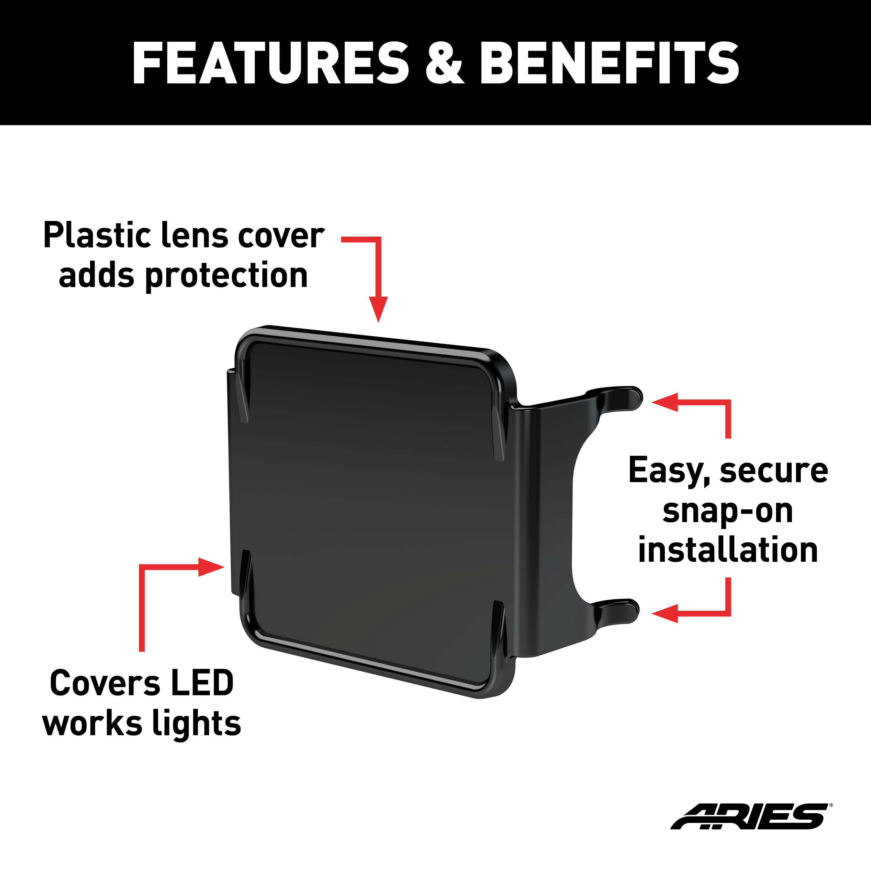 ARIES 1501253 2-Inch Square LED Light Covers, 2-Pack thumbnail 1