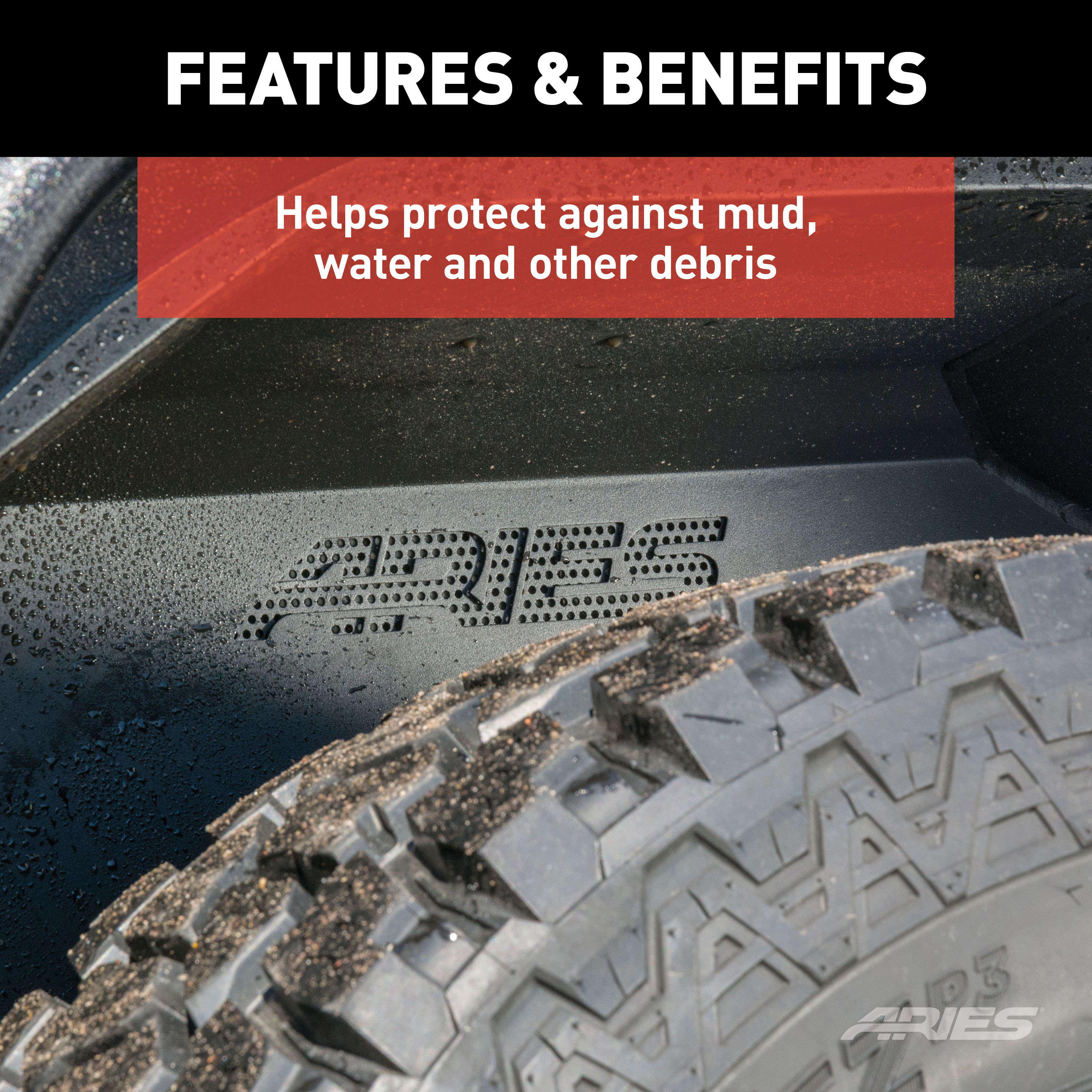 ARIES 2500555 Black Aluminum Rear Jeep Gladiator JT Inner Fender Liner Wheel Well Guard Covers thumbnail 1