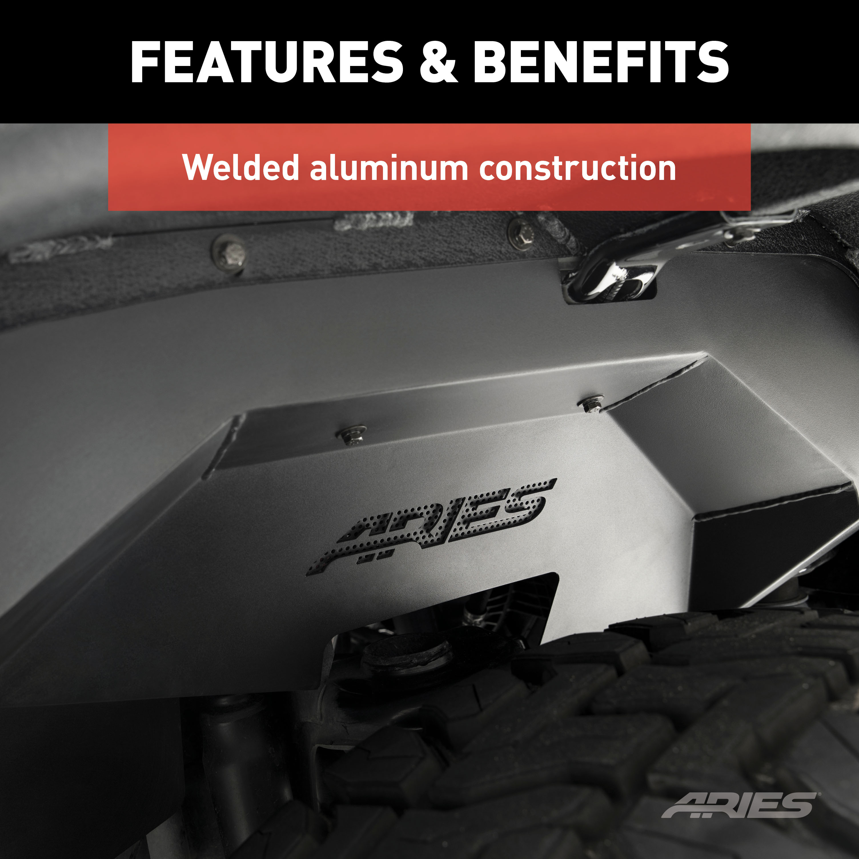 ARIES 2500555 Black Aluminum Rear Jeep Gladiator JT Inner Fender Liner Wheel Well Guard Covers thumbnail 3