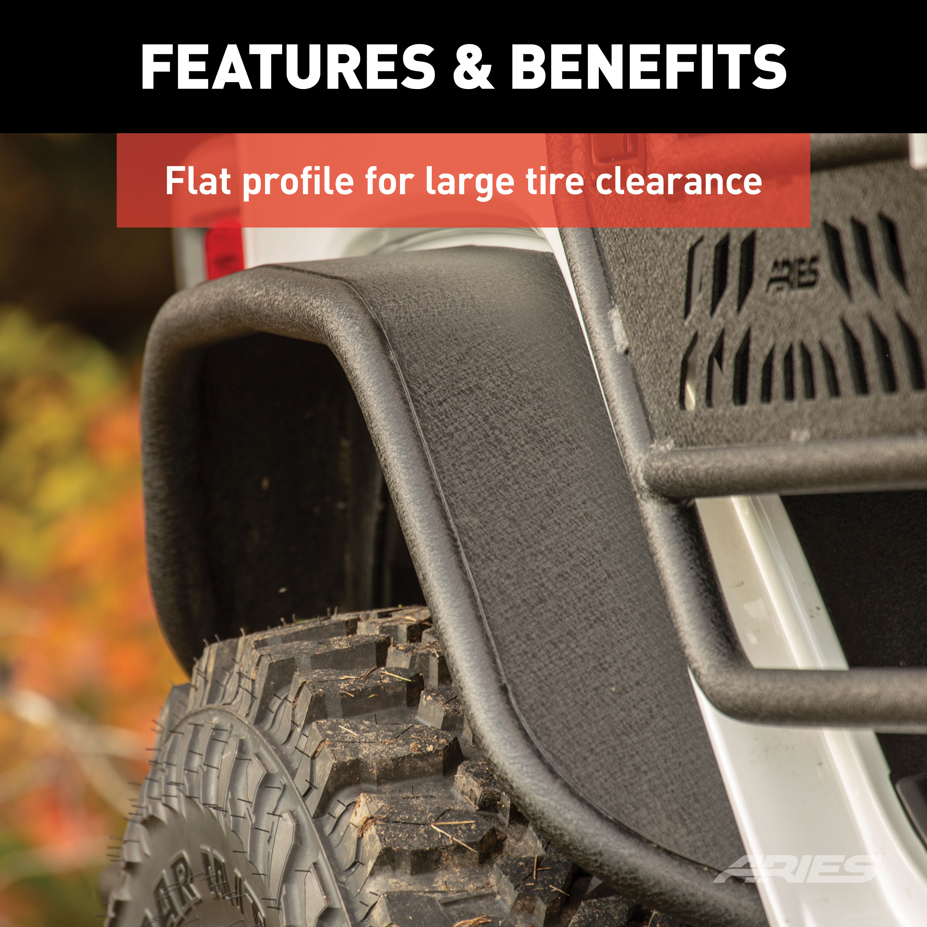 ARIES 2500207 Black Aluminum Rear Jeep Gladiator JT Fender Flares thumbnail 1