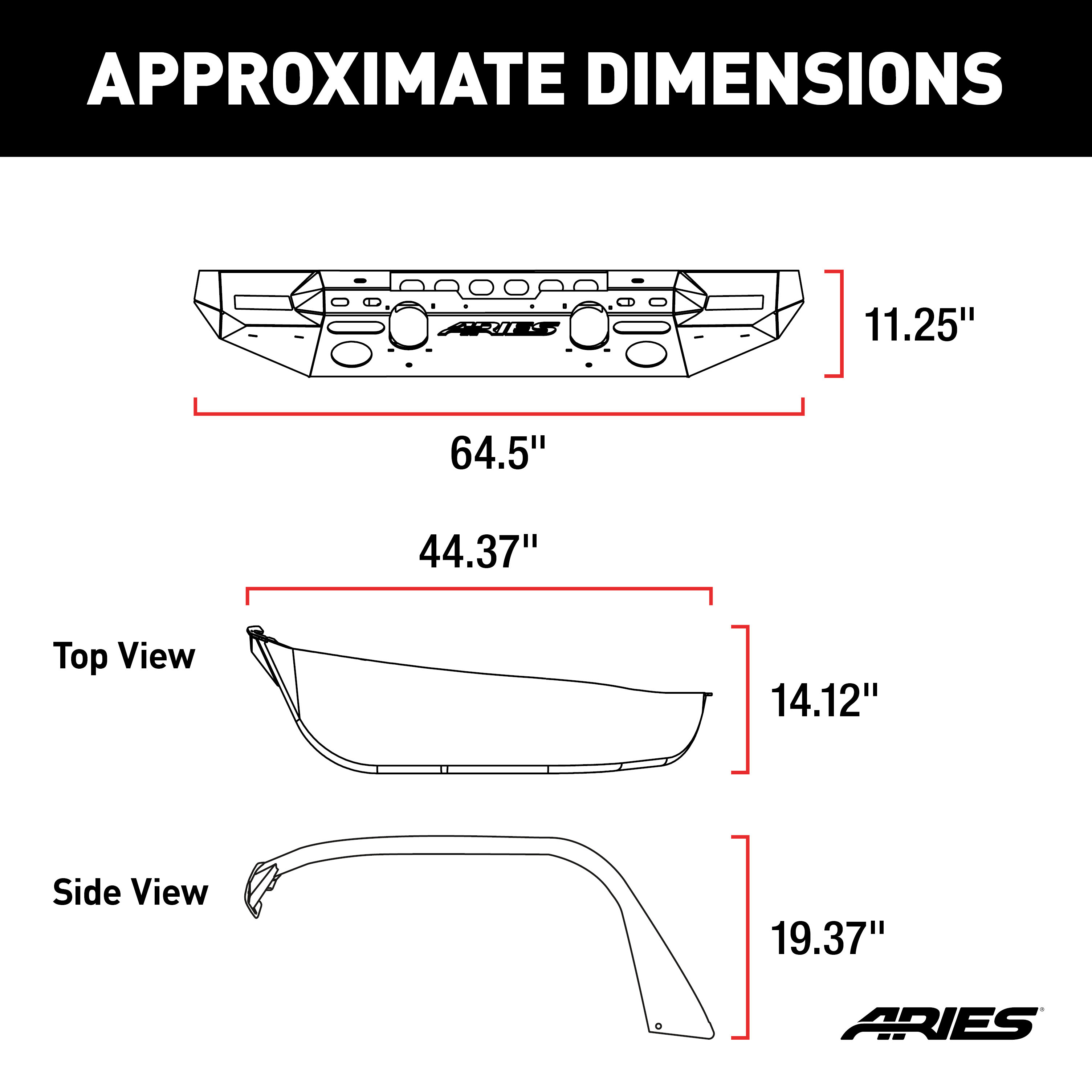 ARIES 2082077 TrailChaser Black Aluminum Jeep Wrangler JL Front Bumper and Fender Flares thumbnail 2