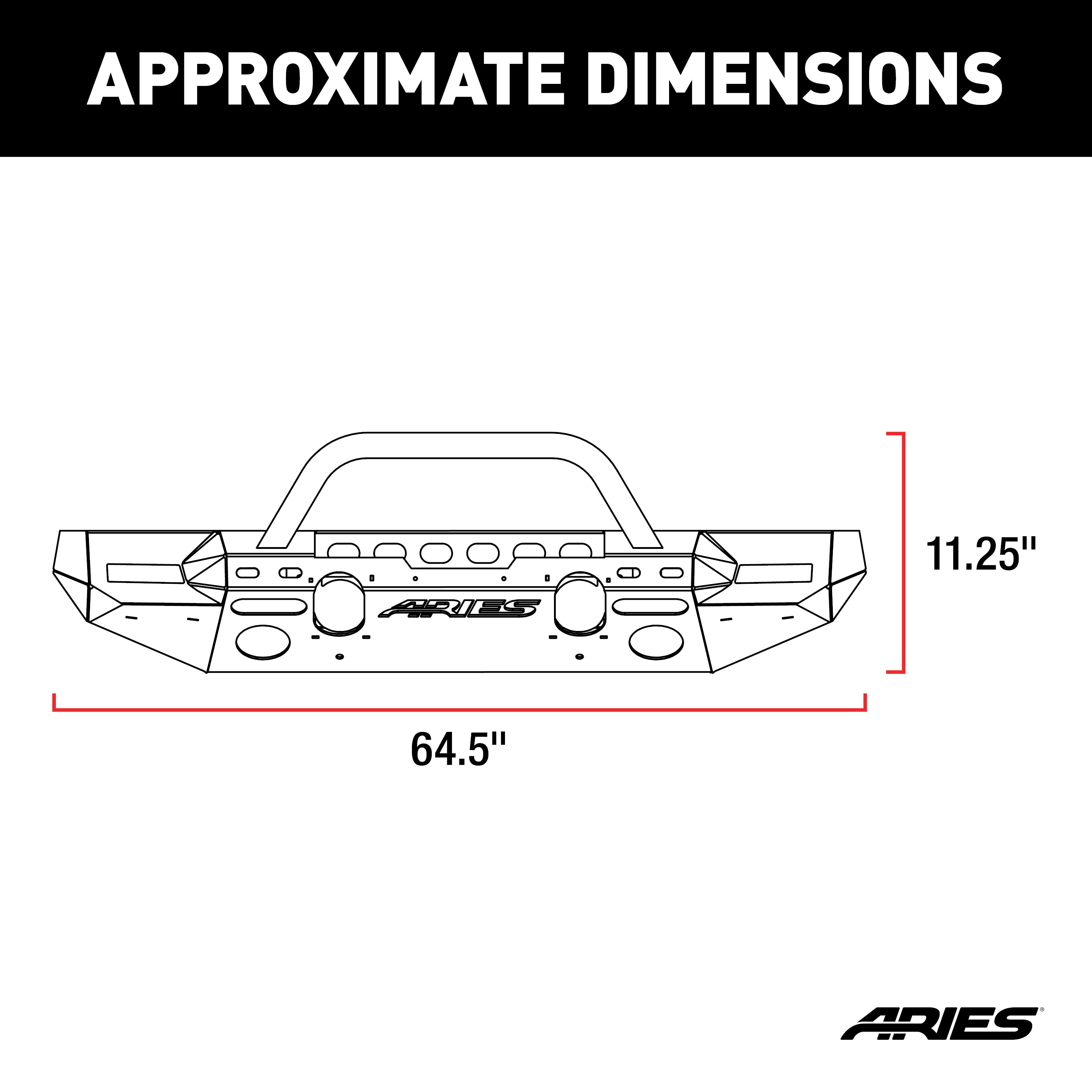 ARIES 2082098 TrailChaser Black Aluminum Front Bumper with Brush Guard and Winch Mount, Select Jeep Wrangler JL, Gladiator thumbnail 7