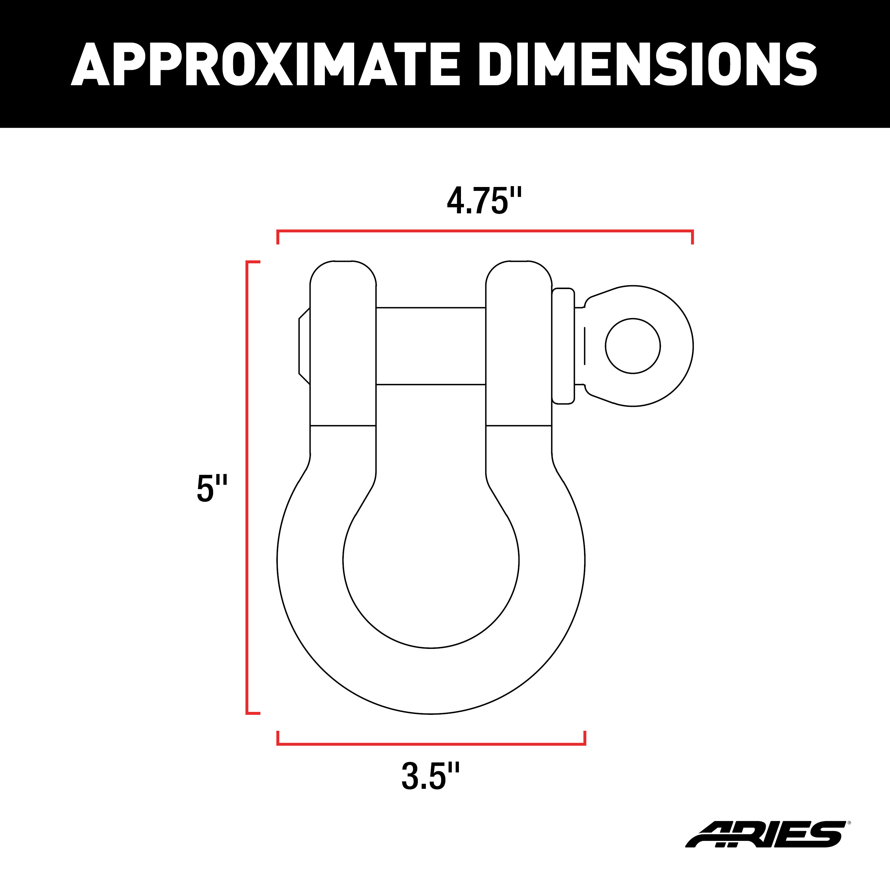 ARIES 2166071 Heavy-Duty Bolt-On Tow Hooks D-Ring Shackles, 12,500 lbs Capacity thumbnail 6