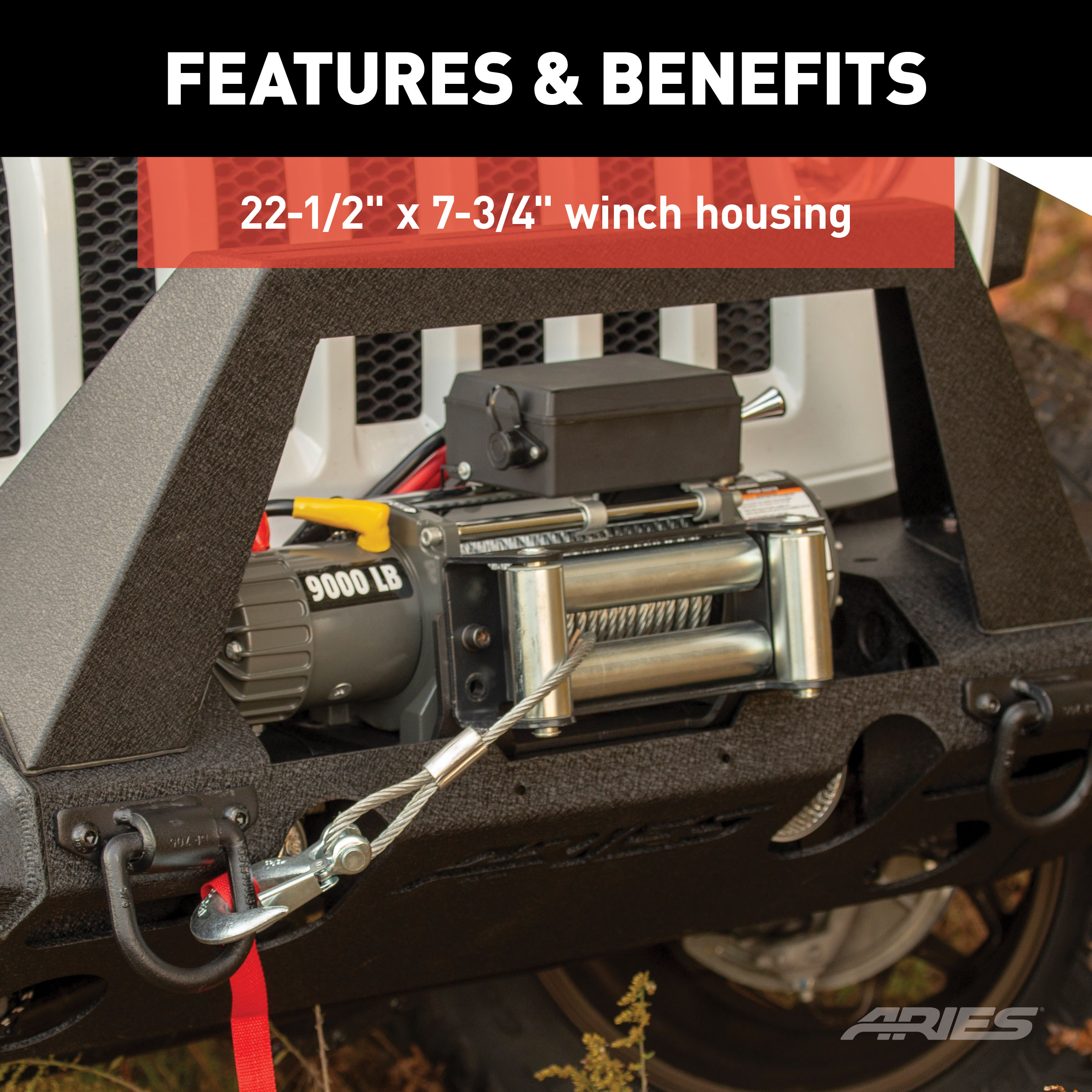 ARIES 2082099 TrailChaser Black Aluminum Front Bumper with Brush Guard and Winch Mount, Select Jeep Wrangler JL, Gladiator thumbnail 5