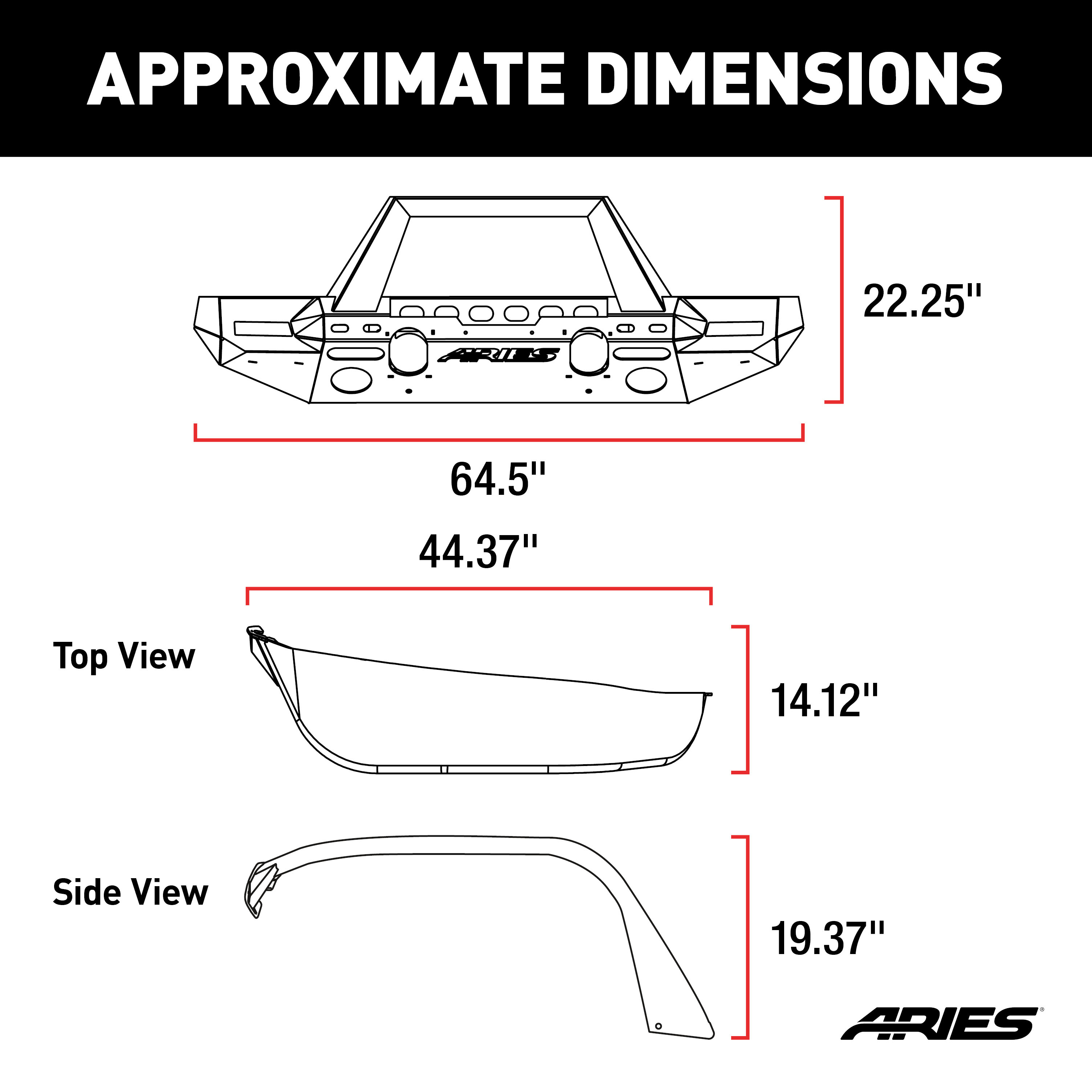 ARIES 2082087 TrailChaser Black Steel Front Bumper, Aluminum Fender Flares, Select Jeep Wrangler JL, Gladiator thumbnail 2