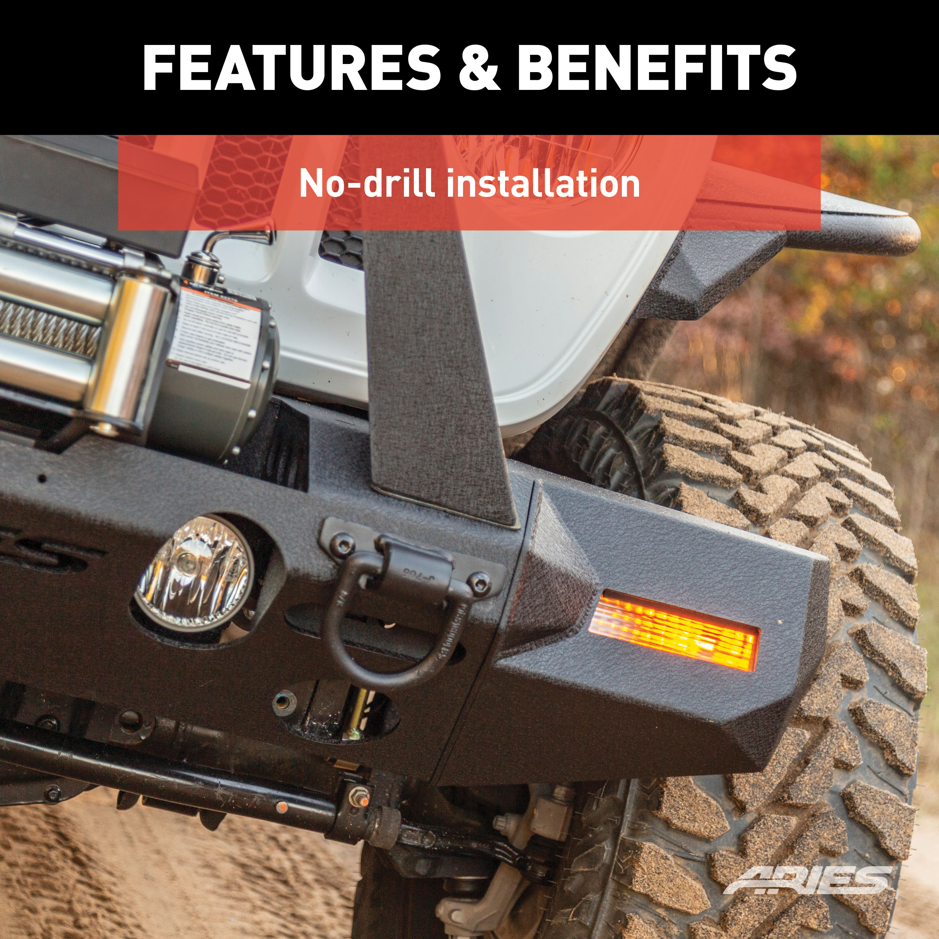 ARIES 2081209 TrailChaser Black Aluminum Front Bumper Corners Only, Select Jeep Wrangler JL, Gladiator thumbnail 4