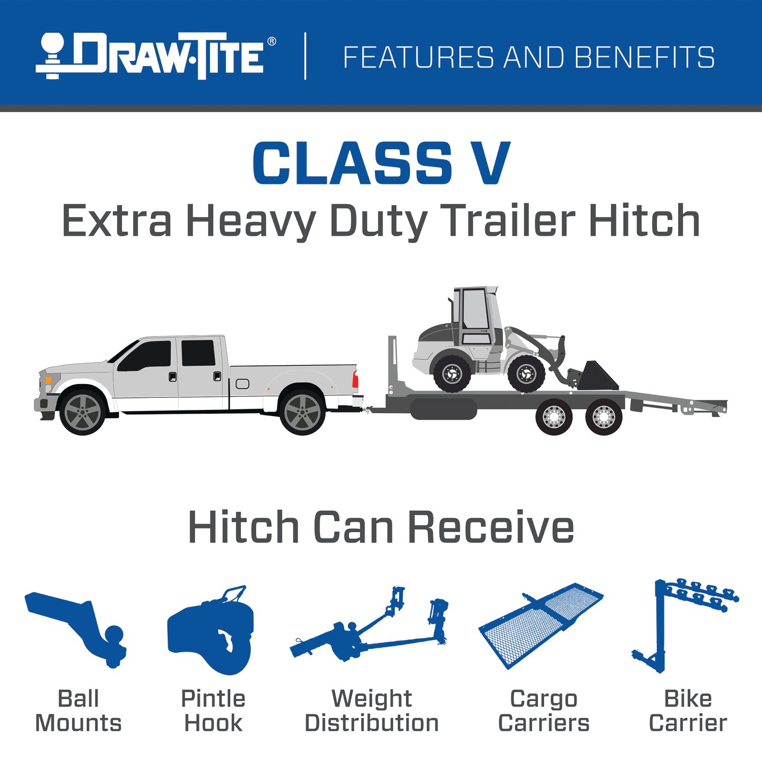Draw-tite Ultra Frame® Class 5 Trailer Hitch, 2" Square Receiver, Black for Select Ford F-350 Super Duty, Ford F-450 Super Duty, Ford F-550 Super Duty 41943 thumbnail 3