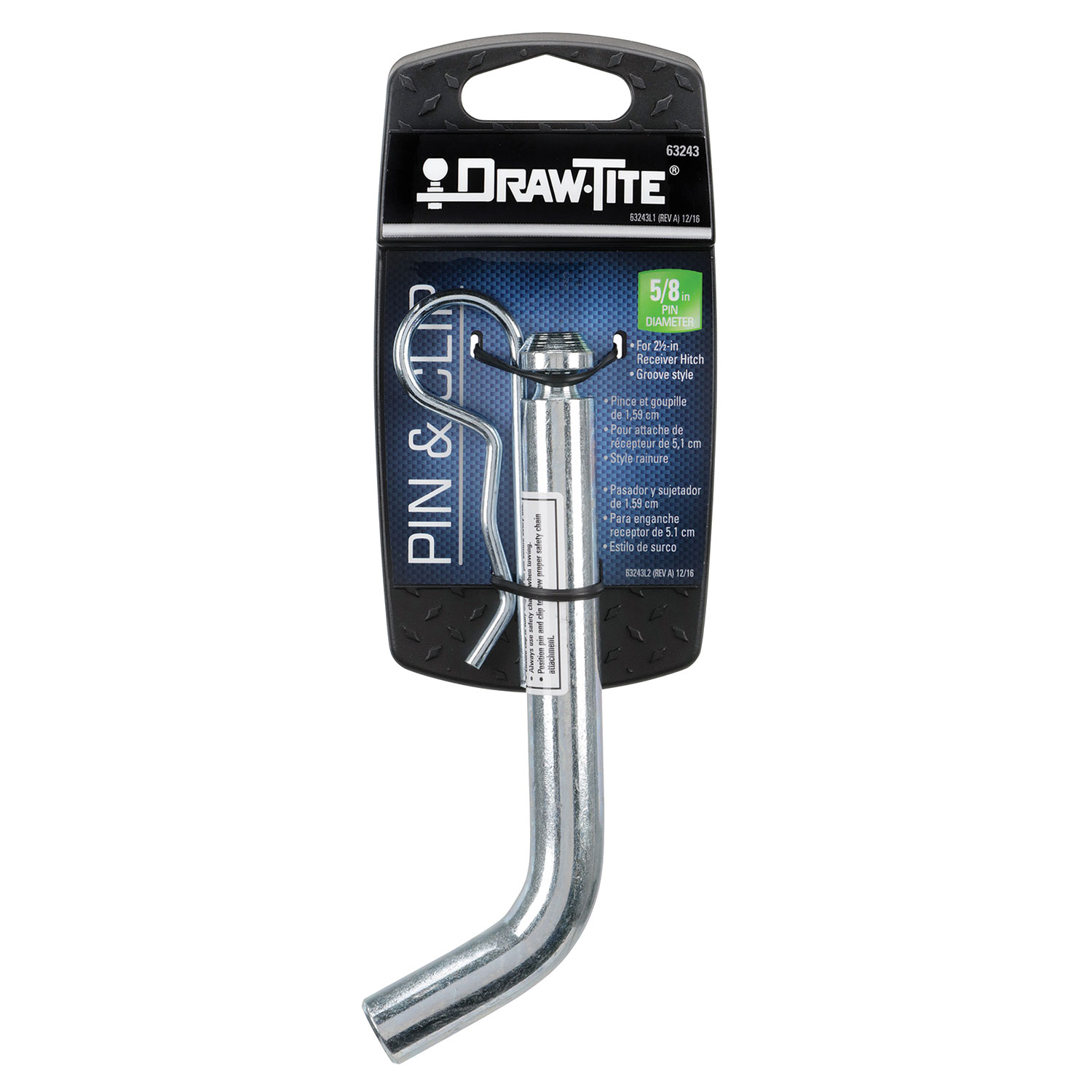 Draw-tite Titan  Trailer Hitch Pin & Clip, Fits 2-1/2 in. Receiver, 5/8 in. Pin Diameter thumbnail 1