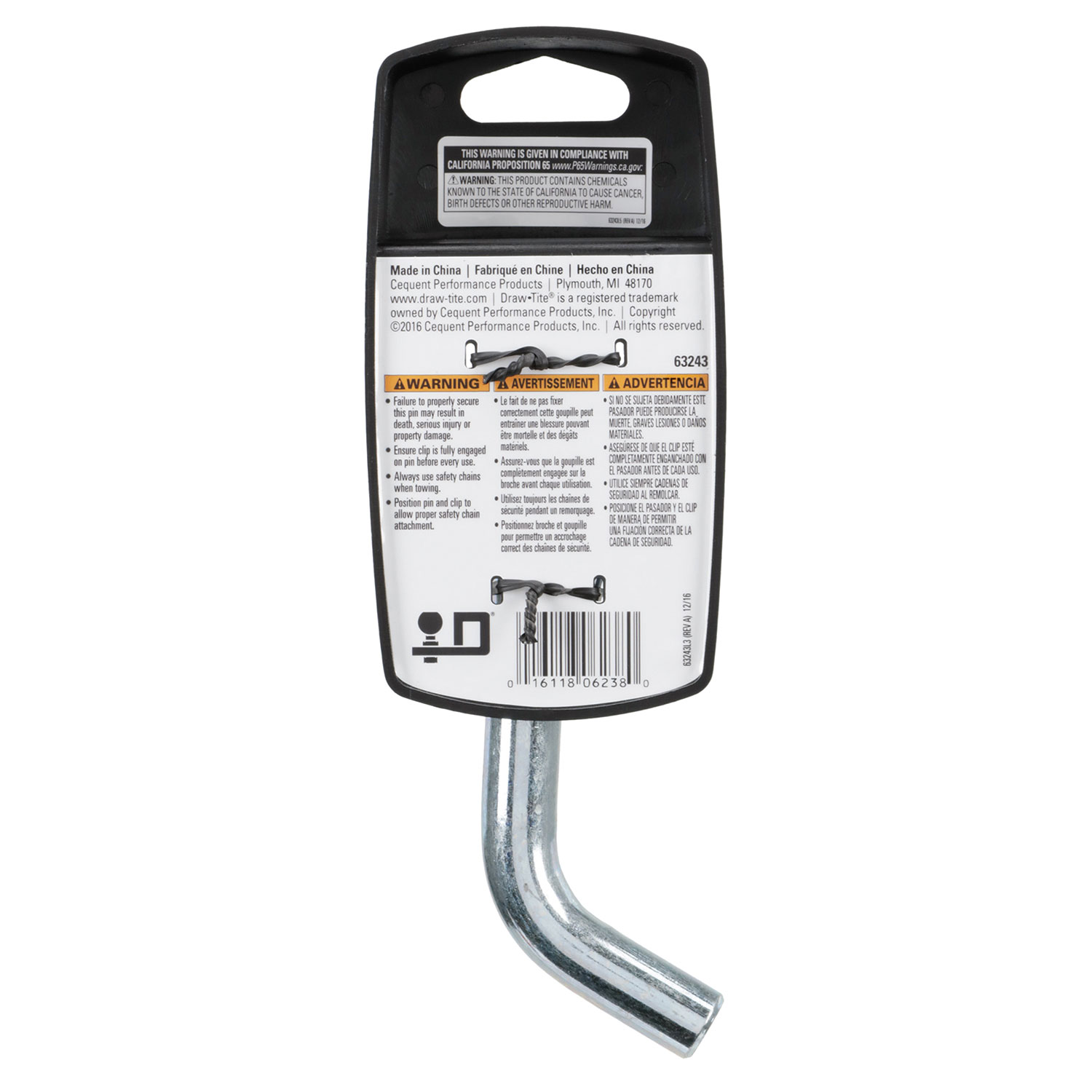 Draw-tite Titan  Trailer Hitch Pin & Clip, Fits 2-1/2 in. Receiver, 5/8 in. Pin Diameter thumbnail 4