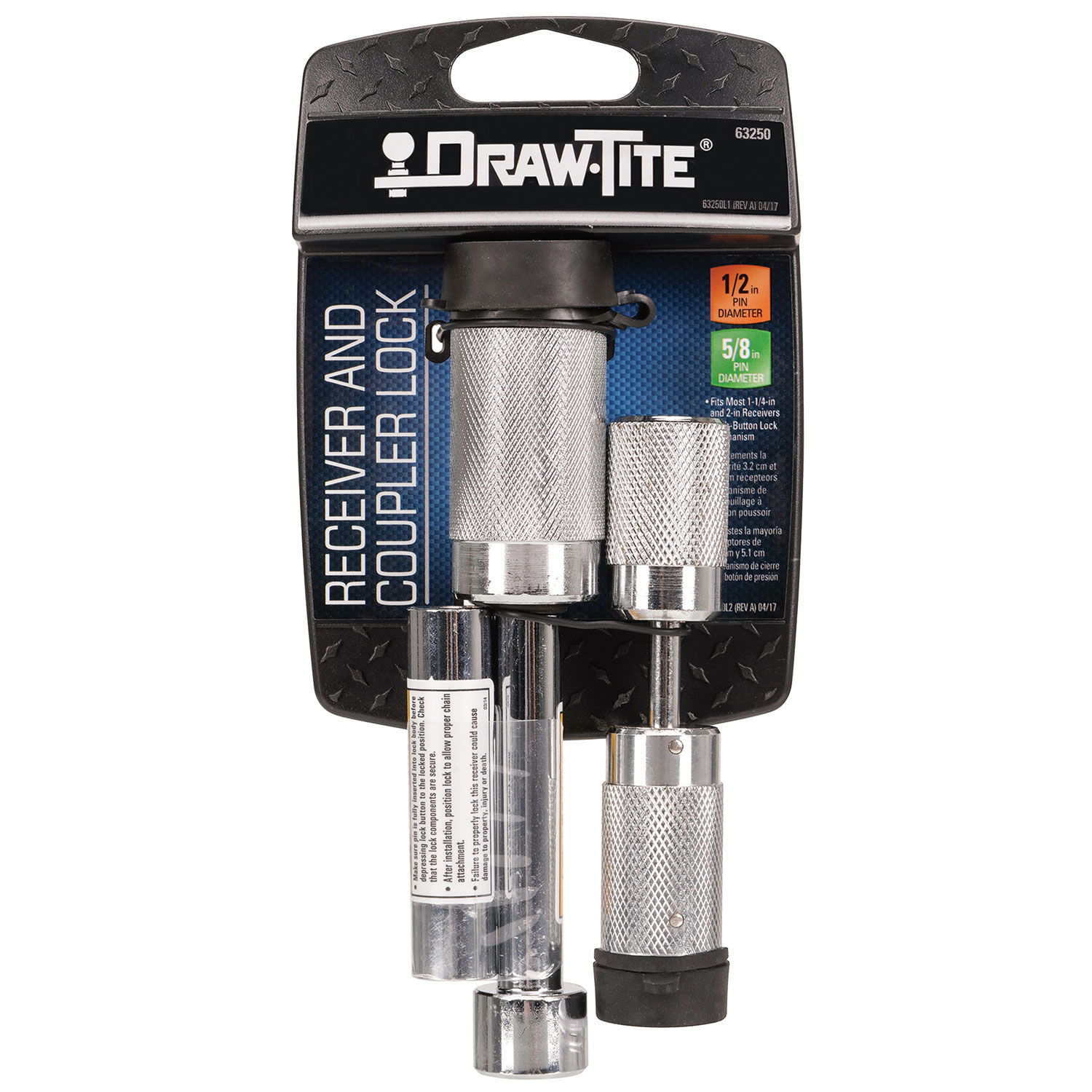 Draw-tite Trailer Hitch Lock, Coupler Combo Lock Set, Fits 2 in. Receiver, 5/8 in. Pin Diameter, Stainless Steel thumbnail 1