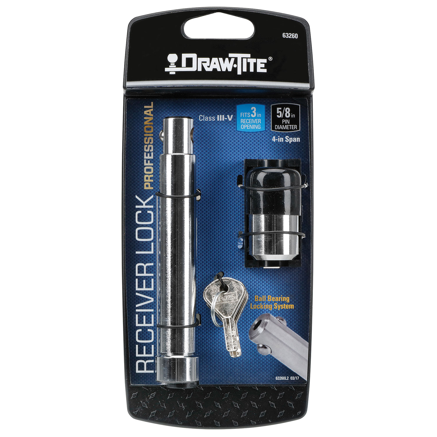 Draw-tite Trailer Hitch Lock, Fits 3 in. Receiver, 5/8 in. to 3/4 in. Pin Diameter, Professional thumbnail 3