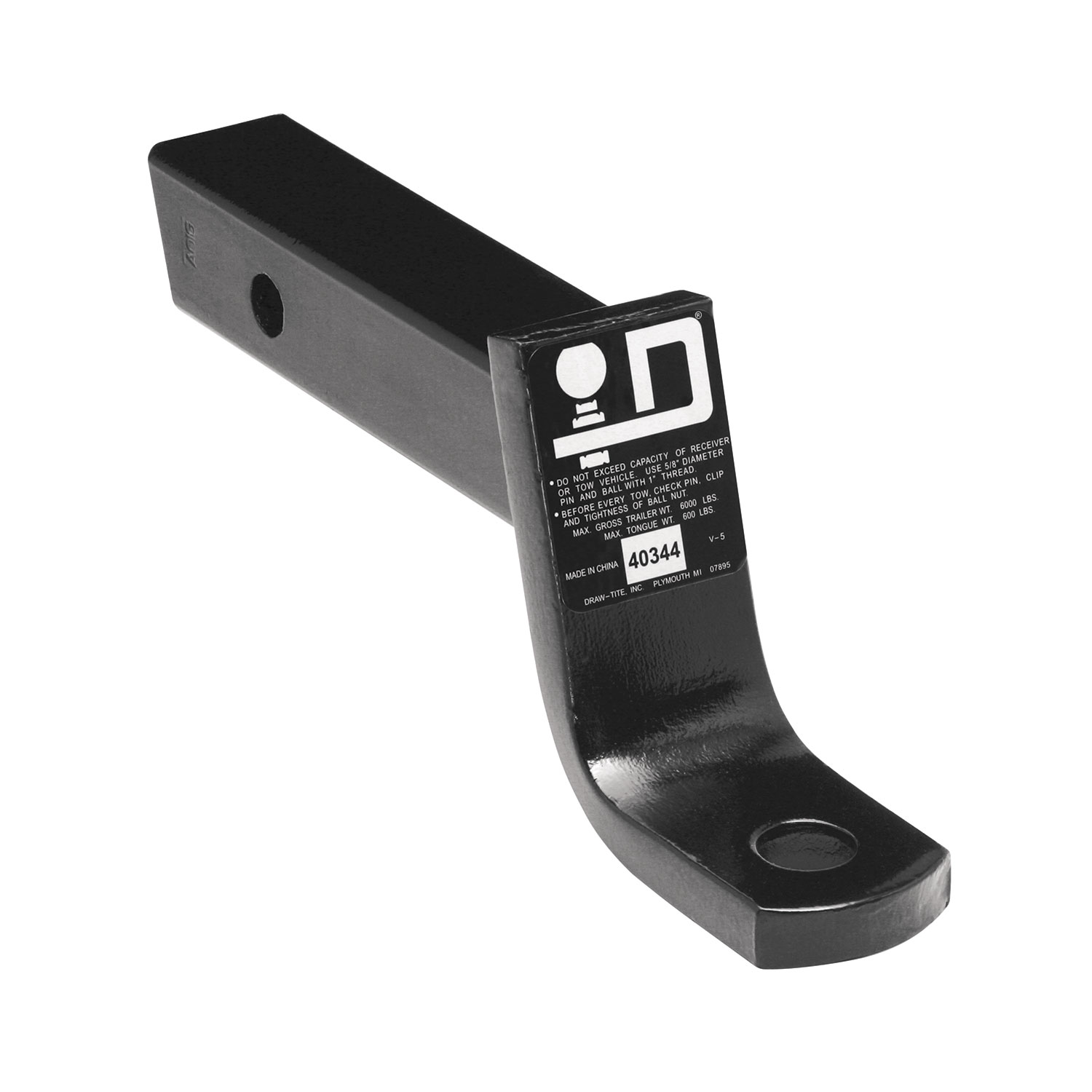 Draw-Tite Trailer Hitch Ball Mount, Fits 2 Inch Square Receiver, 4 Inch Drop, 2.75 Inch Rise, 7,500 lbss. Capacity, Black thumbnail 0