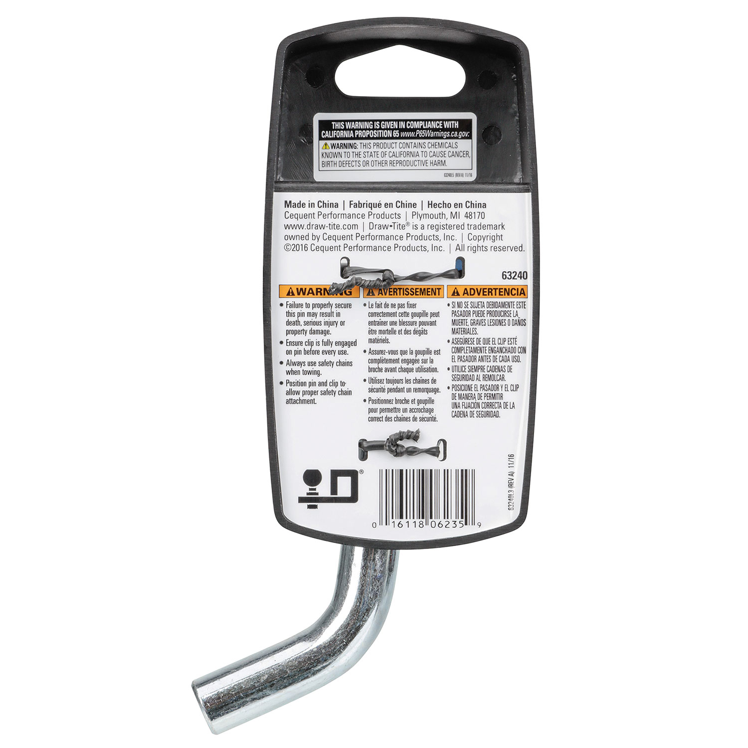 Draw-tite Trailer Hitch Pin & Clip, Fits 2 in. Receiver, 5/8 in. Pin Diameter DT63240 thumbnail 5
