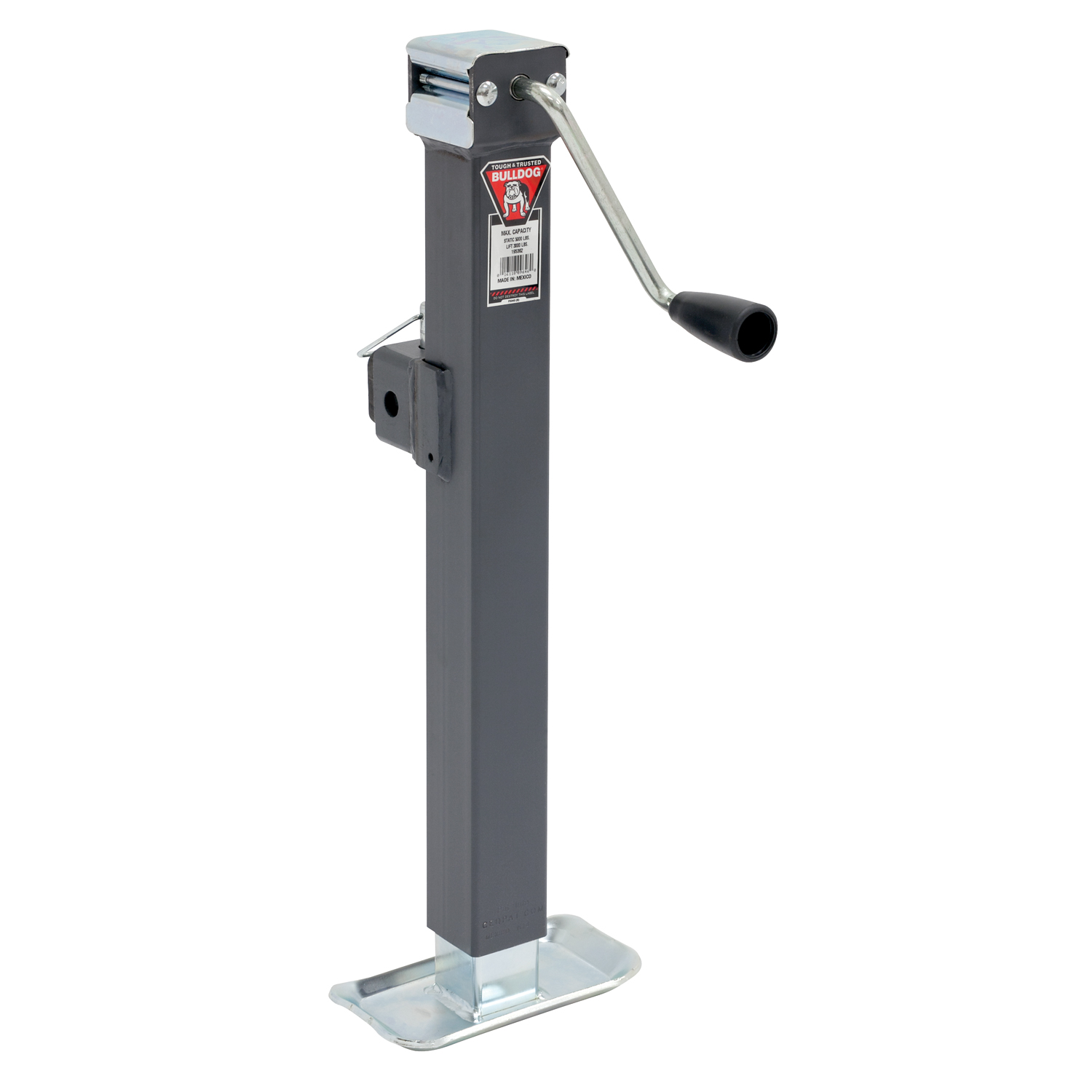 Bulldog Square Trailer Jack, Side Mount, 5,000 lbs. Support Capacity, Side Wind, Weld-On, 15 in. Travel BD195362 thumbnail 0