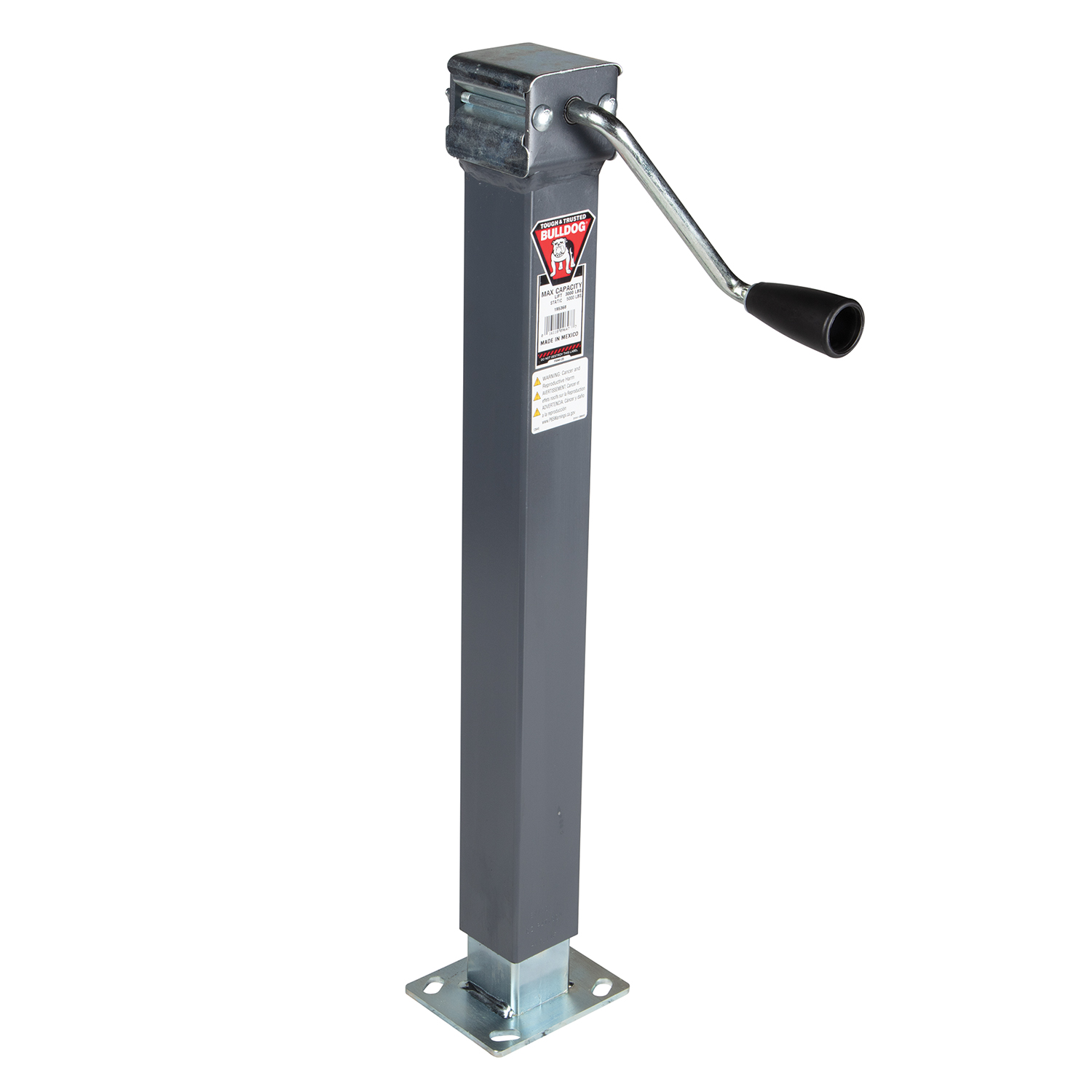 Bulldog Square Trailer Jack, No Mount, 5,000 lbs. Support Capacity, Side Wind, Weld-On, 15 in. Travel BD195368 thumbnail 0
