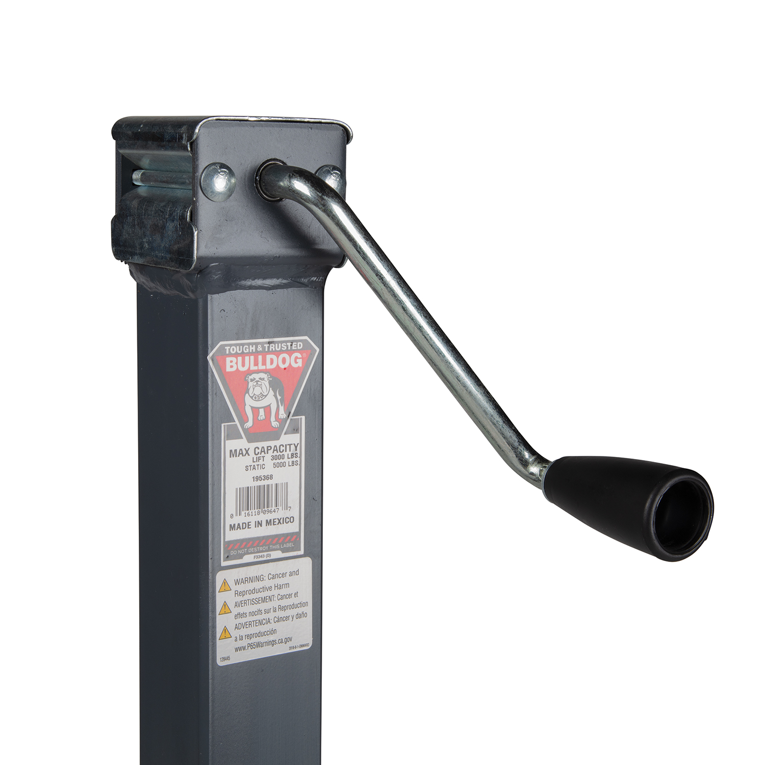 Bulldog Square Trailer Jack, No Mount, 5,000 lbs. Support Capacity, Side Wind, Weld-On, 15 in. Travel BD195368 thumbnail 2