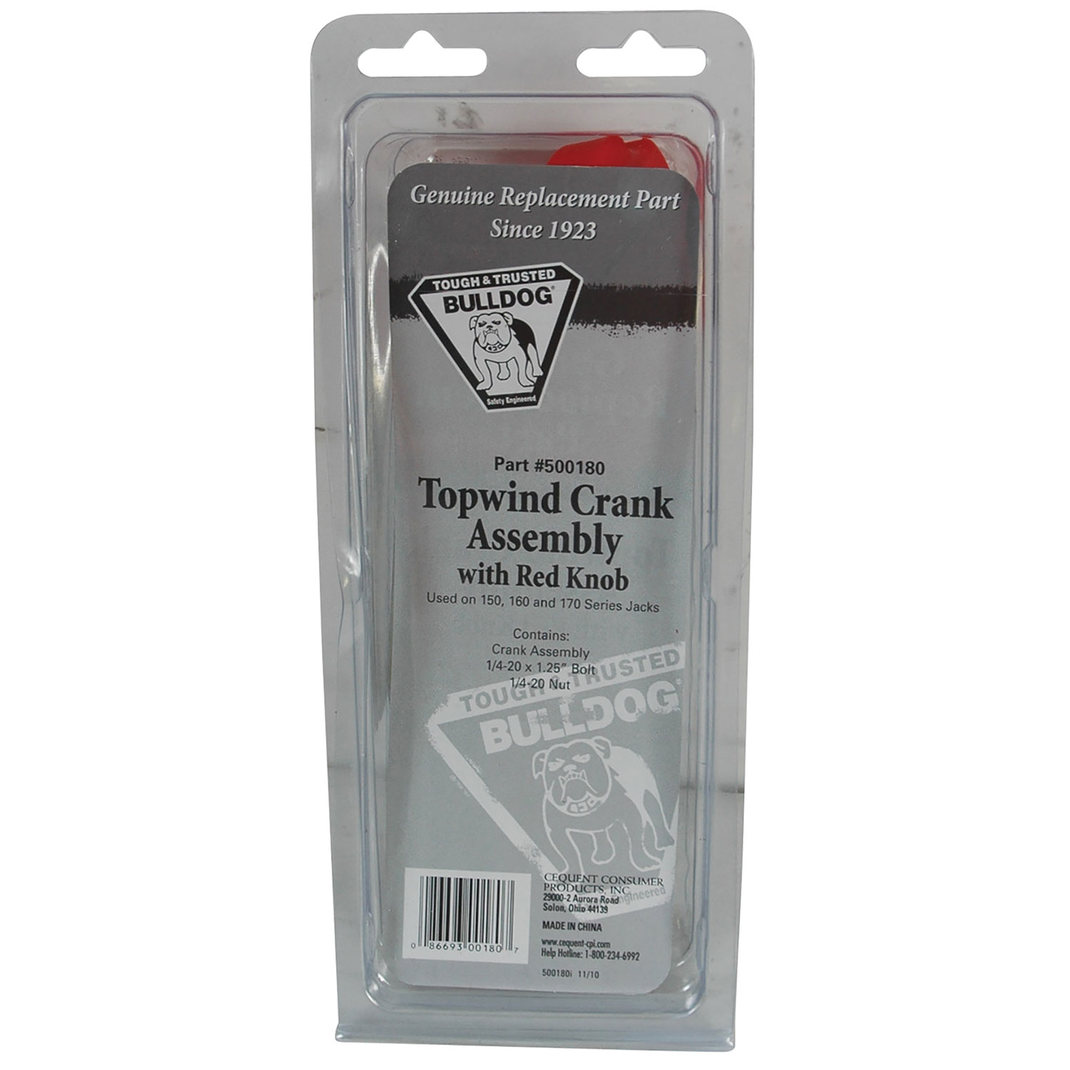 Bulldog Trailer Jack Replacement Part, Topwind  Crank, 6-3/4 in. Radius w/Red Bulldog Knob For 750-5,000 lbs. Jacks thumbnail 4