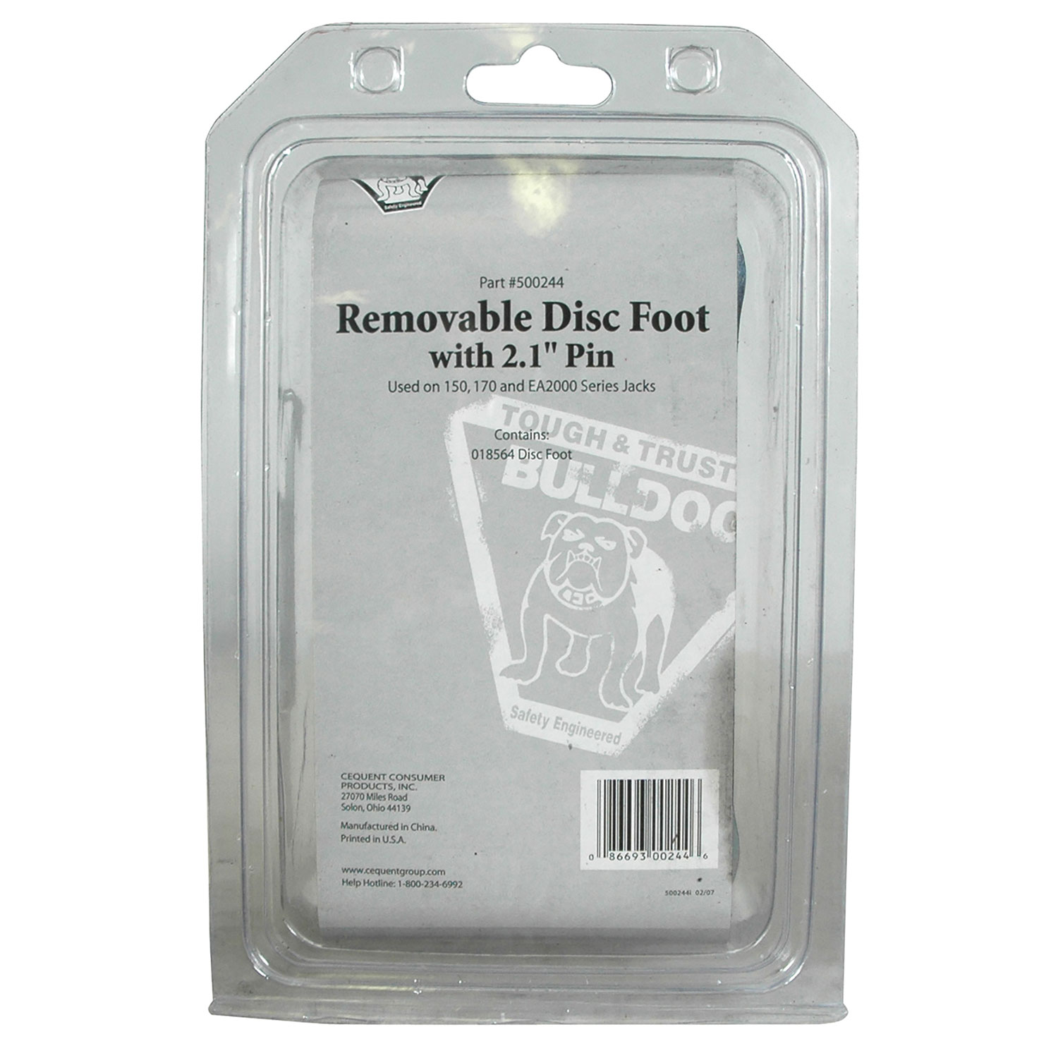 BULLDOG Trailer Jack Replacement Part, Removable Disc Foot, 2-3/32 in. Tall w/Snapper Pin for 2,000-5,000 lbs. Jacks 500244 thumbnail 4