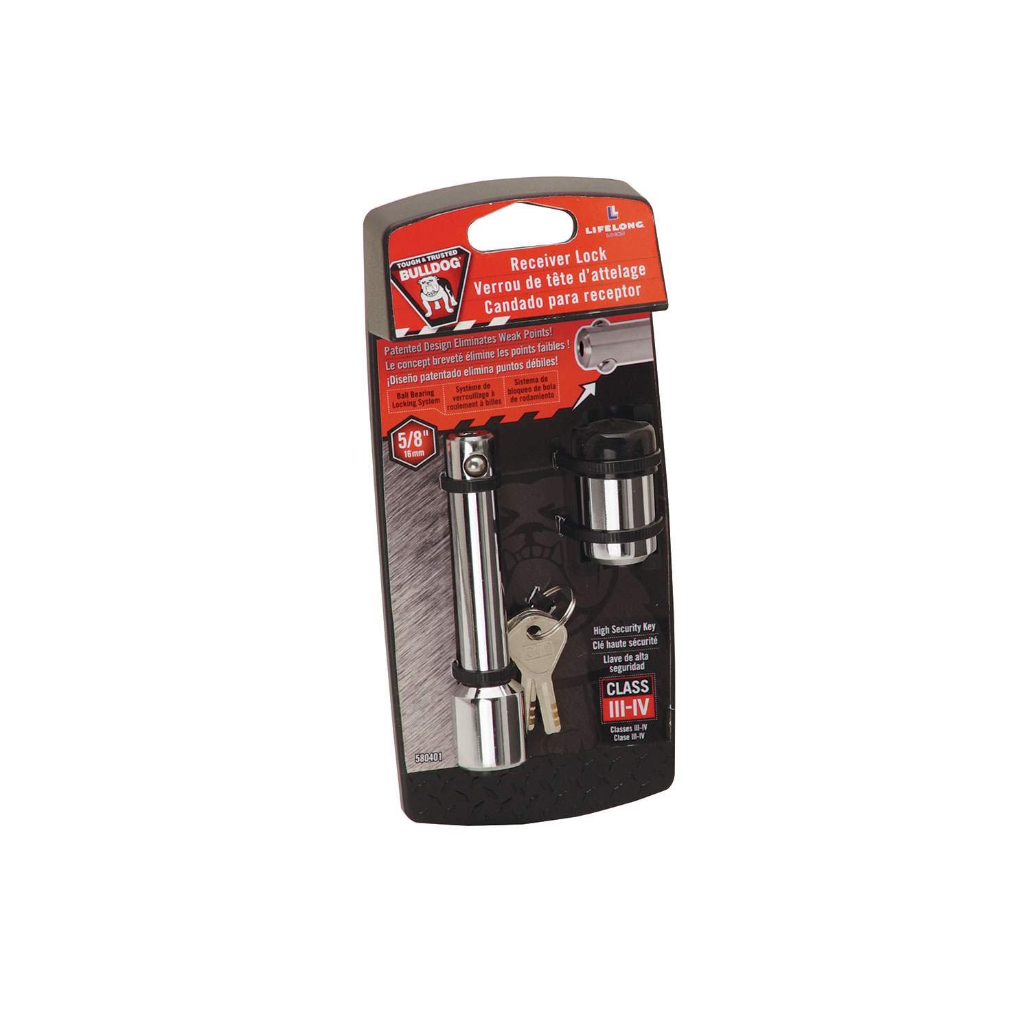 Draw-tite Trailer Hitch Lock, Fits 2 in. Receiver, 5/8 in. Pin Diameter, Dogbone Style, Chrome thumbnail 0