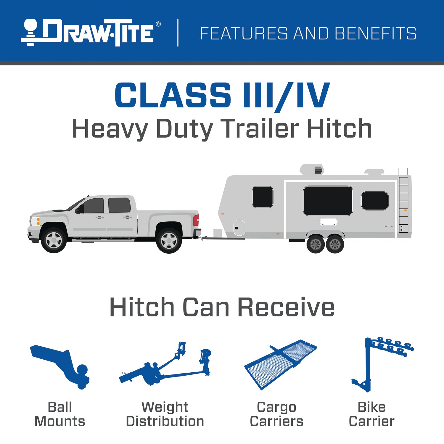 Draw-tite Class 4 Trailer Hitch, 2" Square Receiver, Black for Select Chrysler Aspen, Dodge Durango 75162 thumbnail 3