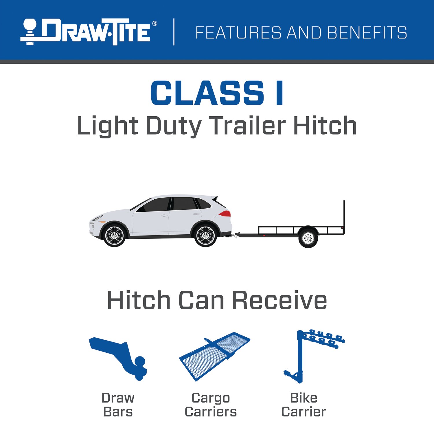 Draw-tite Class 1 Trailer Hitch, 1-1/4" Square Receiver, Black for Select Cadillac CTS, Cadillac STS 24767 thumbnail 3