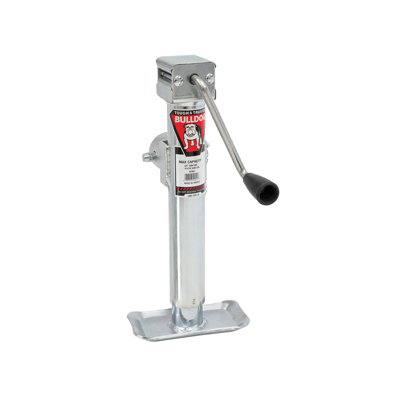 Bulldog Utility Trailer Jack, Side Mount, 5,000 lbs. Lift Capacity, Side Wind, Weld-On, 15 in. Travel thumbnail 0
