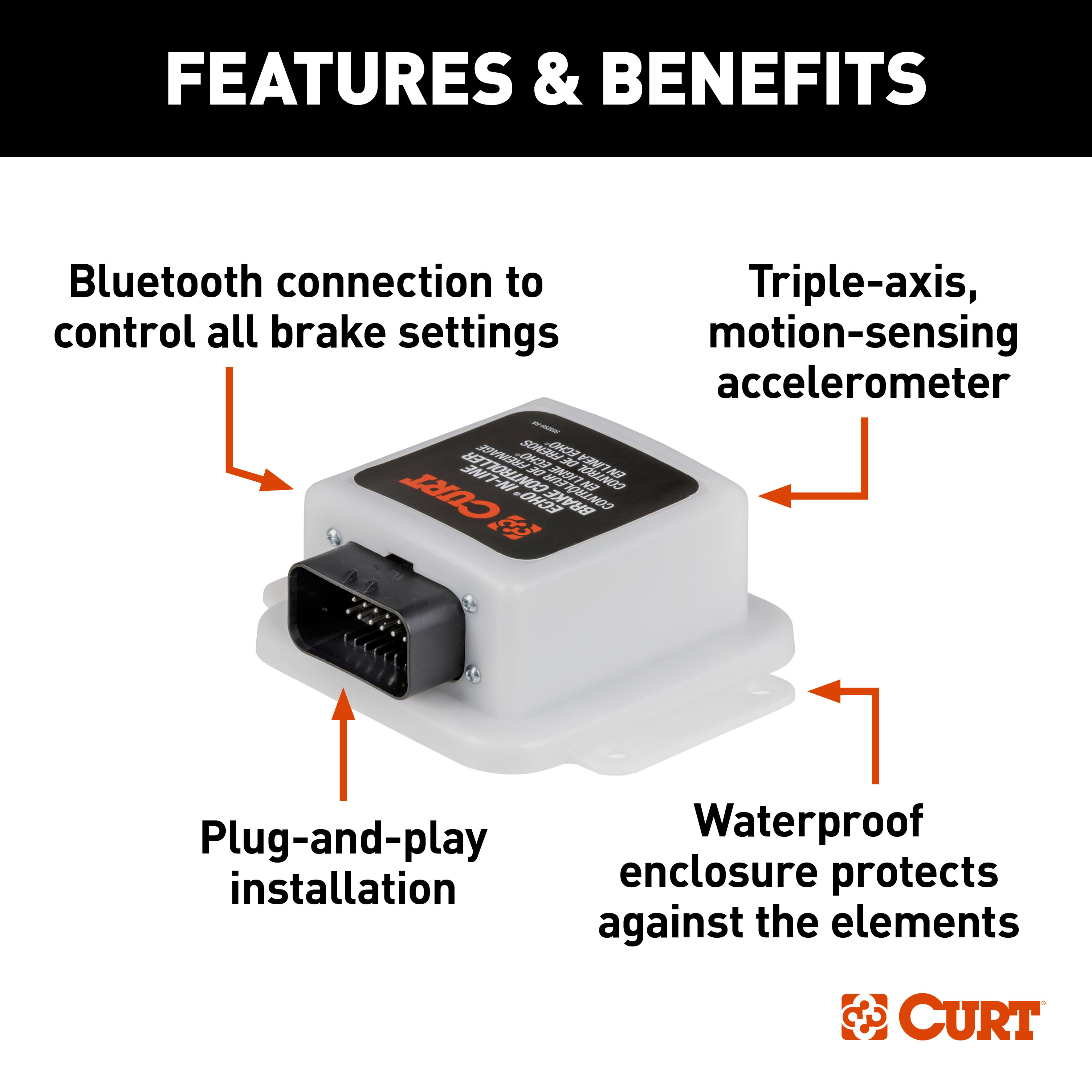2019-2024 Jeep Grand Cherokee CURT  Echo In-Line Bluetooth Trailer Brake Controller thumbnail 1