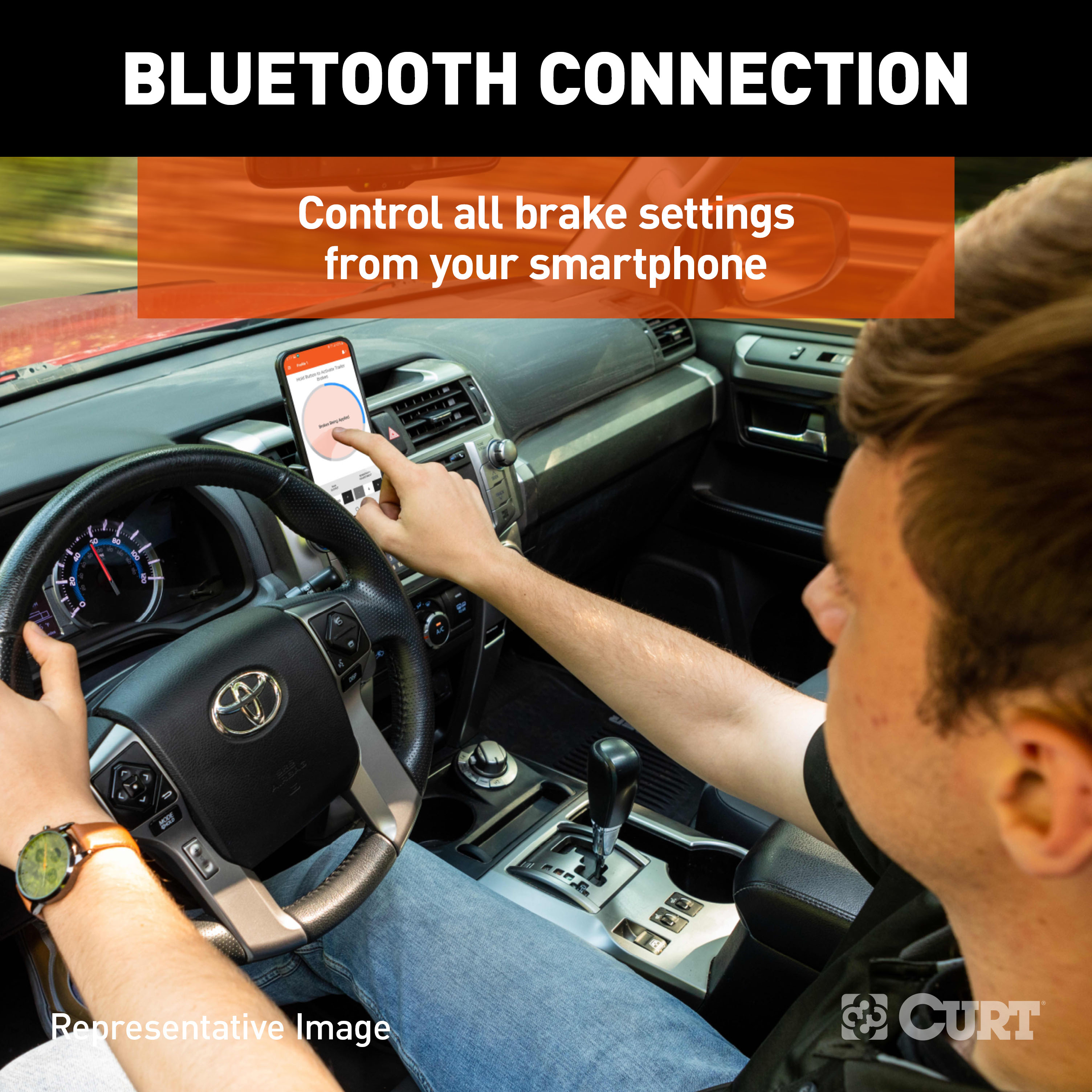 2022-2024 Ford F-150 Lightning CURT  Echo In-Line Bluetooth Trailer Brake Controller thumbnail 2