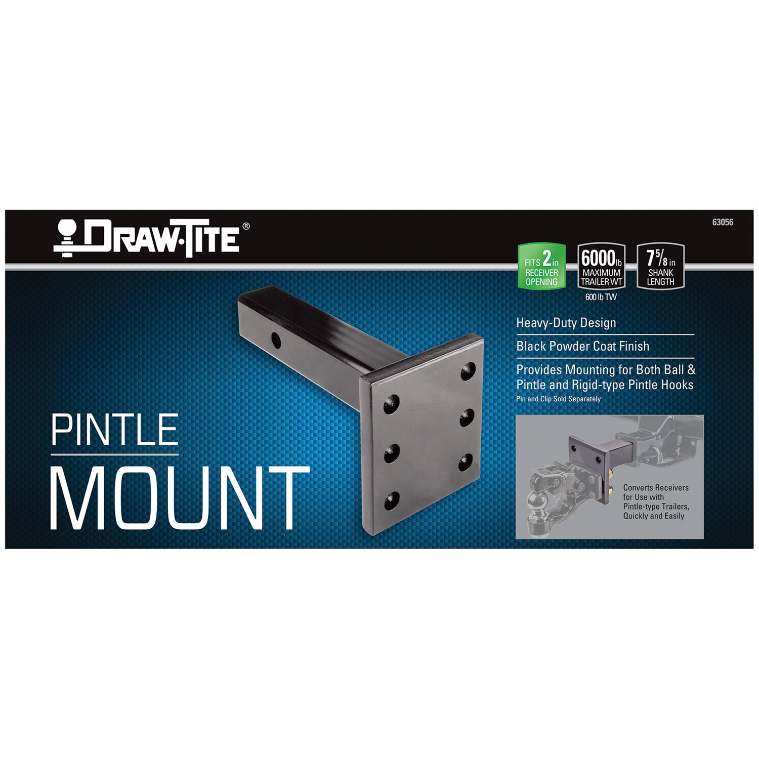 Draw-tite Pintle Hook Mounting Plate, 6,000 lbs. Capacity, Fits 2 in. Receiver thumbnail 2