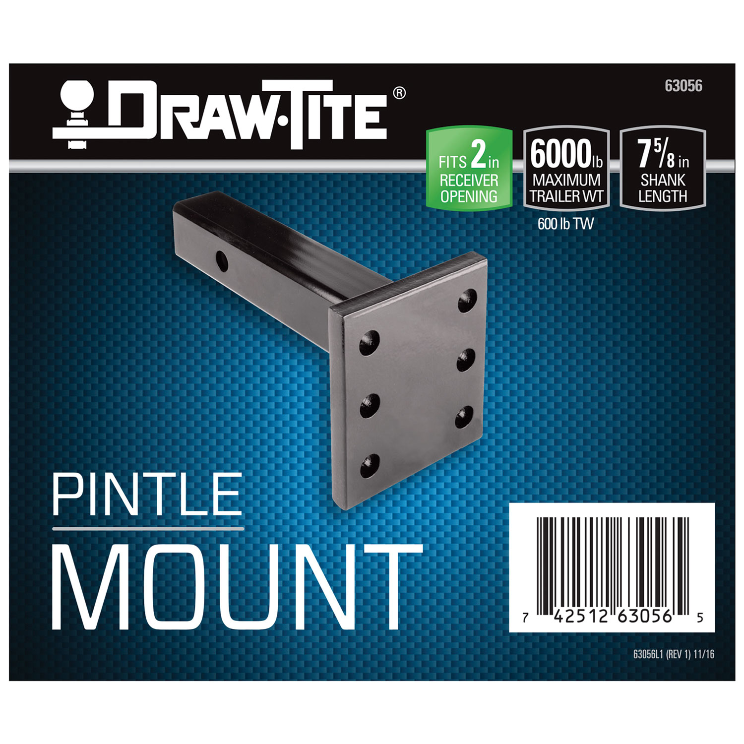 Draw-tite Pintle Hook Mounting Plate, 6,000 lbs. Capacity, Fits 2 in. Receiver thumbnail 4