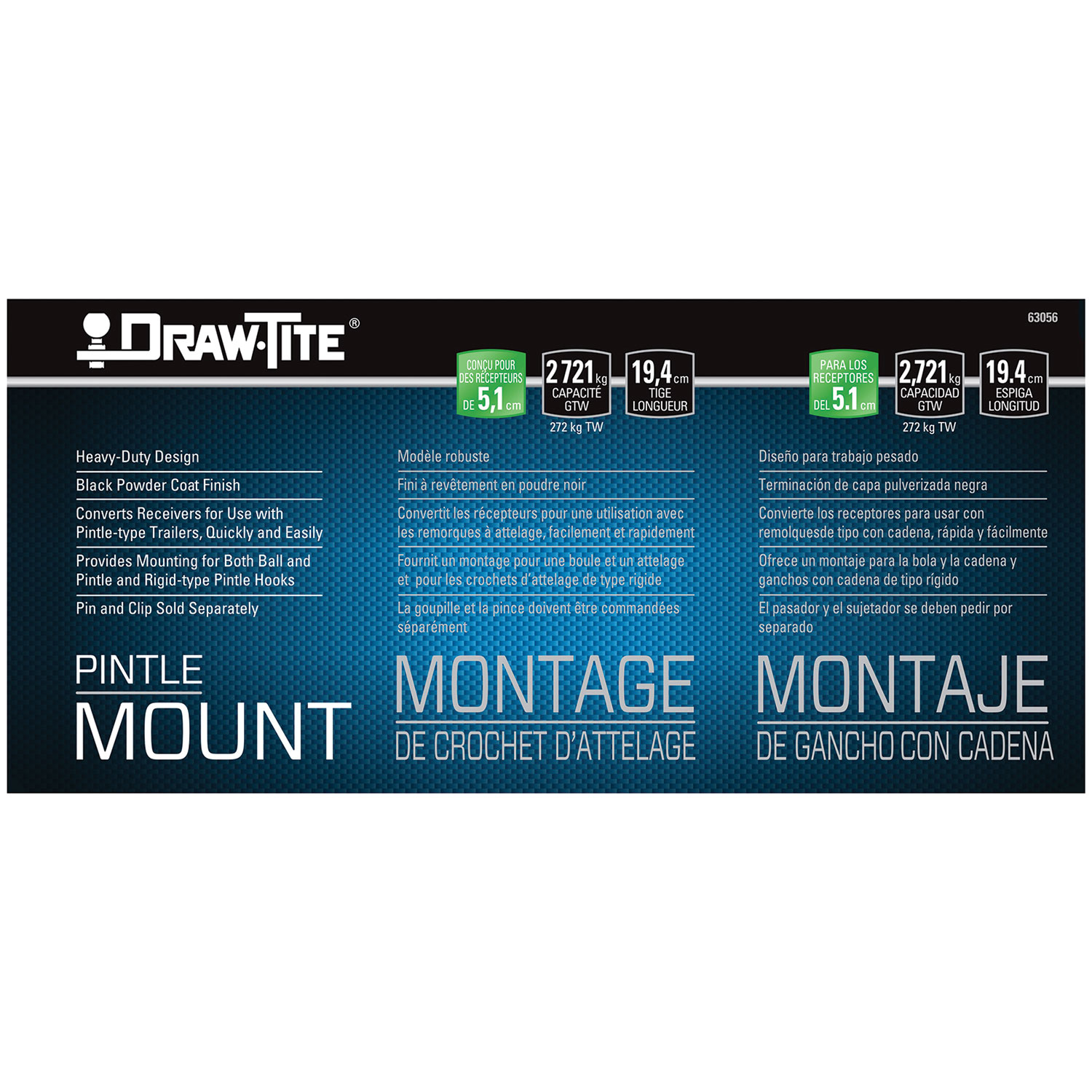 Draw-tite Pintle Hook Mounting Plate, 6,000 lbs. Capacity, Fits 2 in. Receiver thumbnail 5