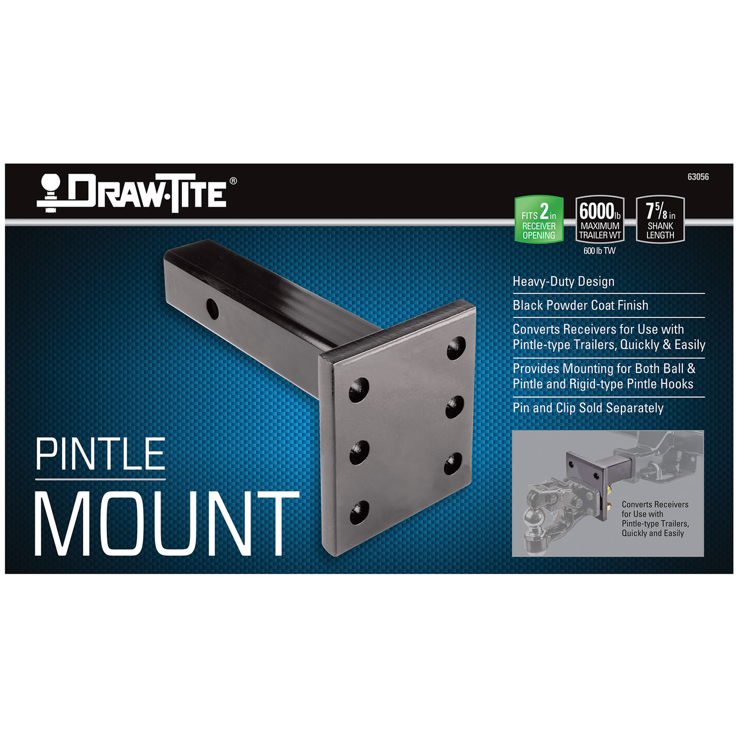 Draw-tite Pintle Hook Mounting Plate, 6,000 lbs. Capacity, Fits 2 in. Receiver thumbnail 6