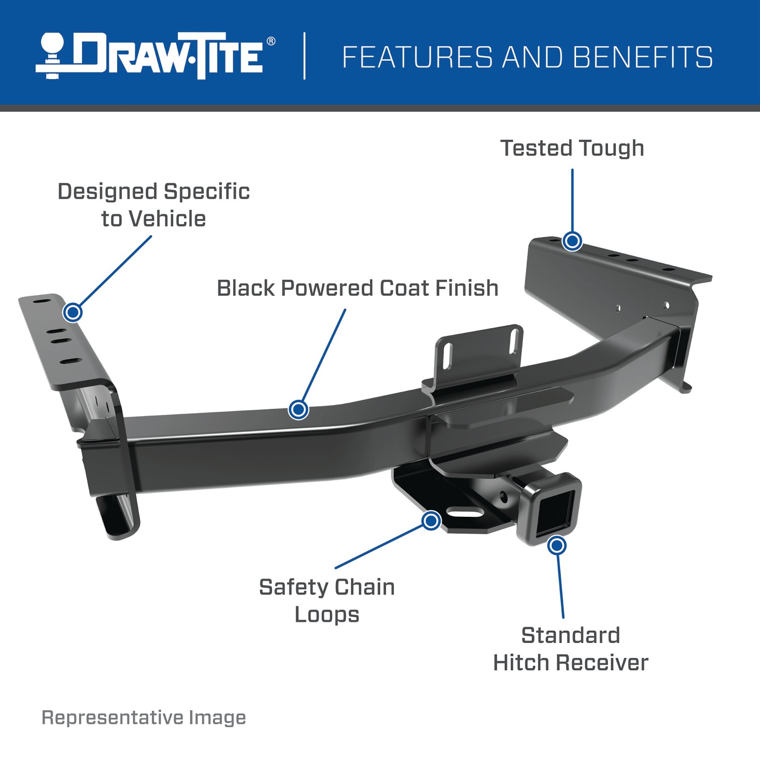 Draw-tite Ultra Frame® Class 5 Trailer Hitch, 2" Square Receiver, Black for Select Chevrolet Silverado 2500 HD, Chevrolet Silverado 3500 HD, GMC Sierra 2500 HD, GMC Sierra 3500 HD 41950 thumbnail 2