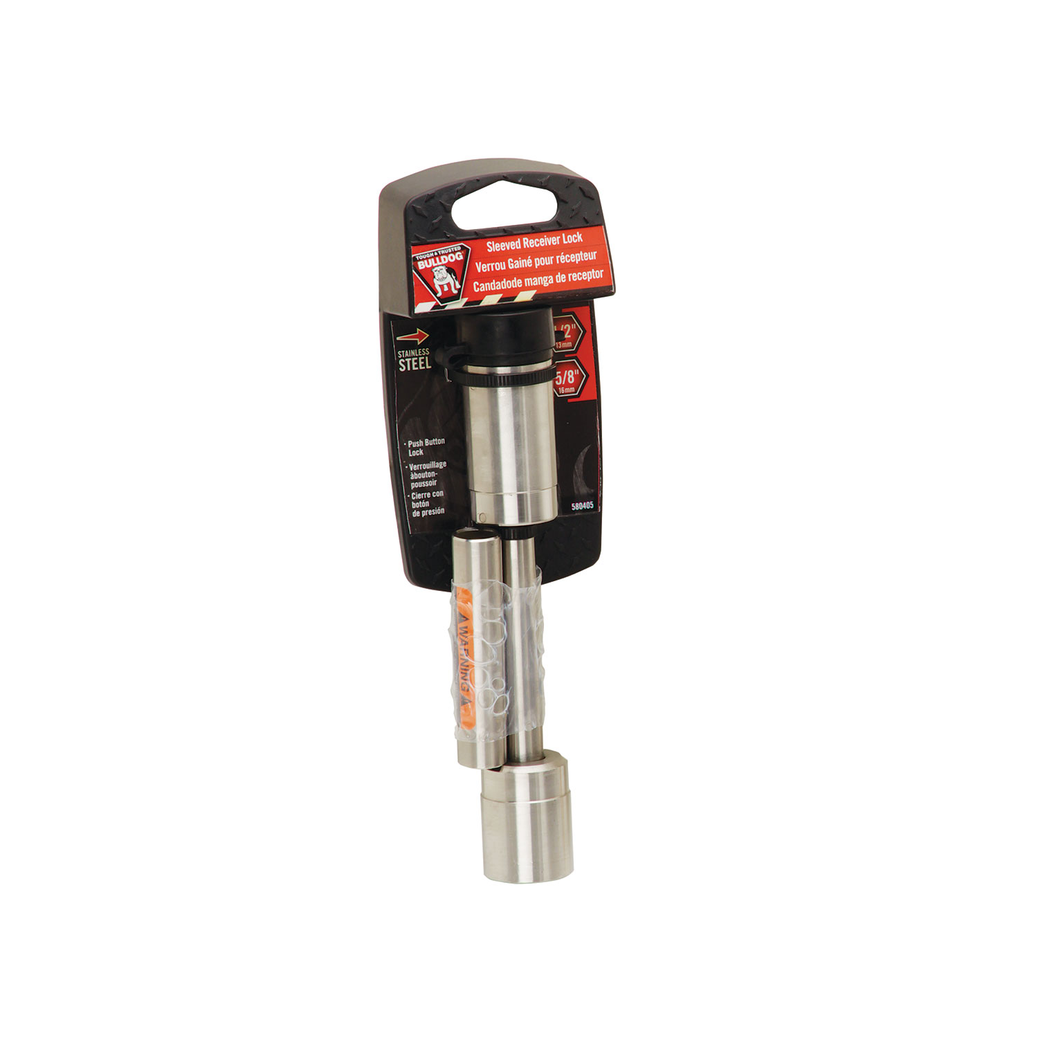 Draw-tite Trailer Hitch Lock, Fits 1-1/4 in. & 2 in. Receivers, 1/2 in. & 5/8 in. Pin Diameter, Dogbone Style, Stainless Steel DT580405 thumbnail 1