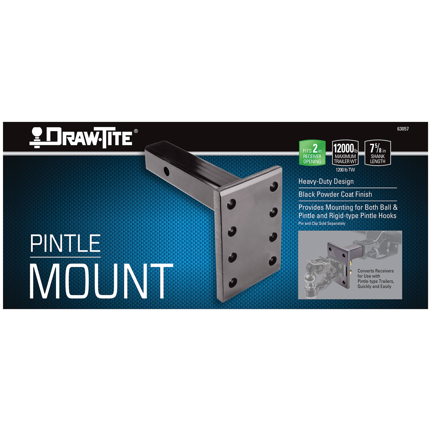Draw-tite Pintle Hook Mounting Plate, 12,000 lbs. Capacity, Fits 2 in. Receiver thumbnail 2