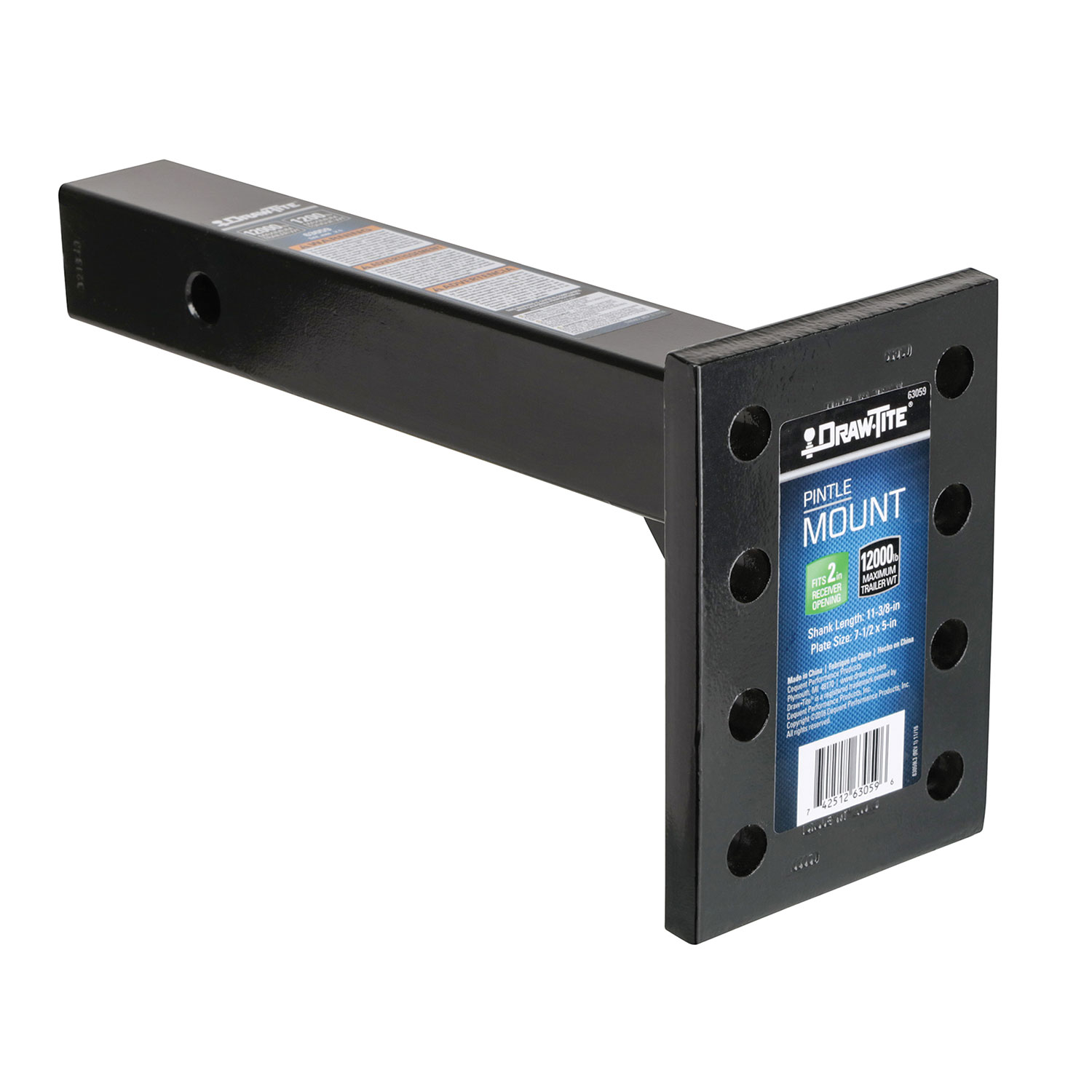 Draw-tite Pintle Hook Mounting Plate, Fits 2 in. Receiver, 12,000 lbs. Capacity thumbnail 1