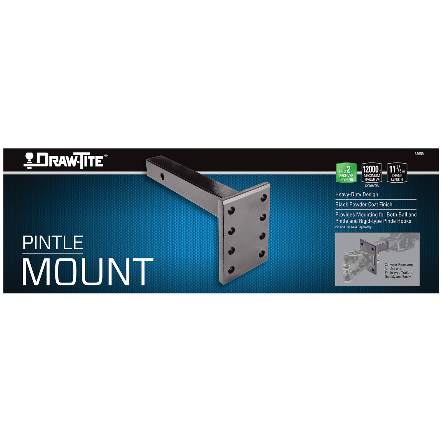 Draw-tite Pintle Hook Mounting Plate, Fits 2 in. Receiver, 12,000 lbs. Capacity thumbnail 2
