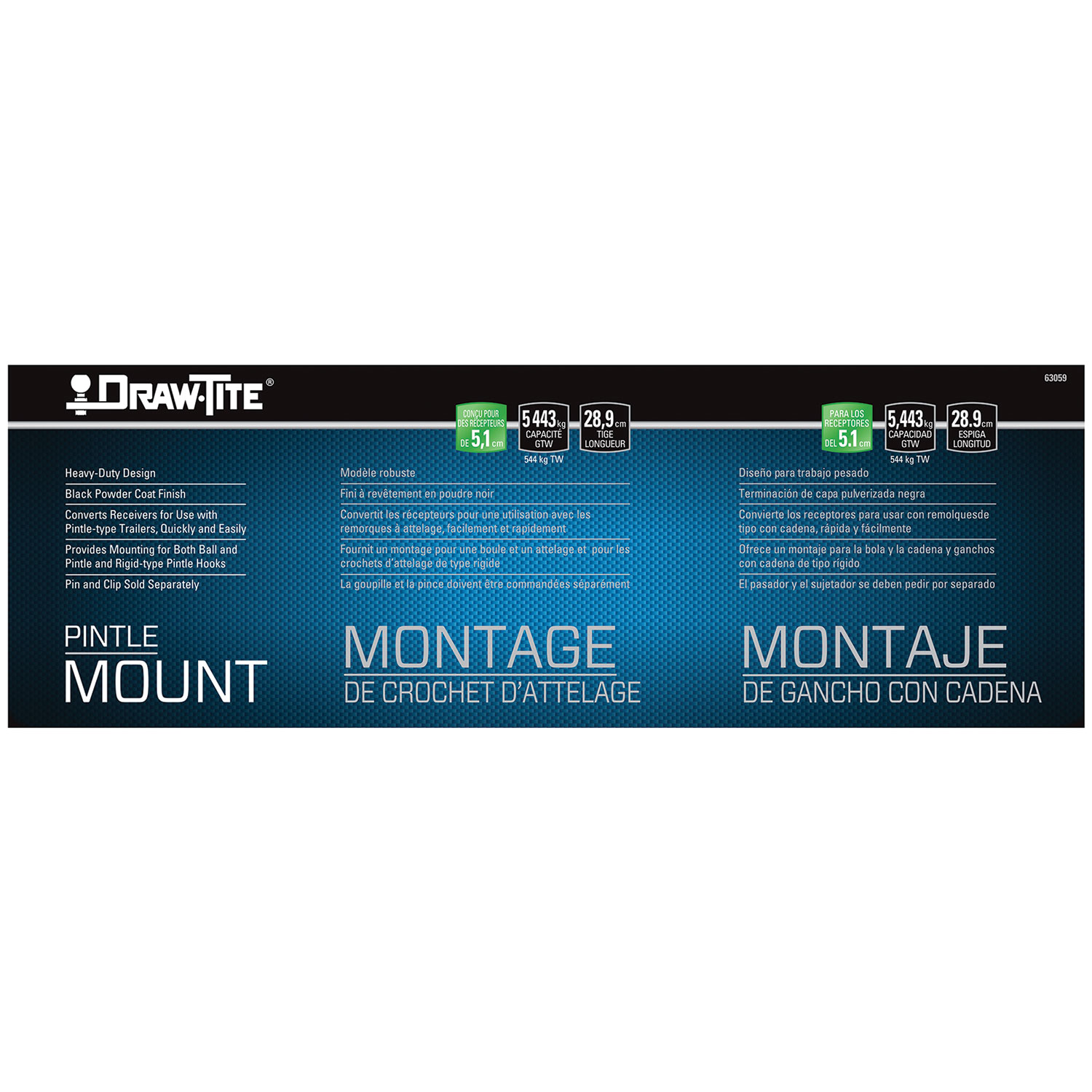 Draw-tite Pintle Hook Mounting Plate, Fits 2 in. Receiver, 12,000 lbs. Capacity thumbnail 5