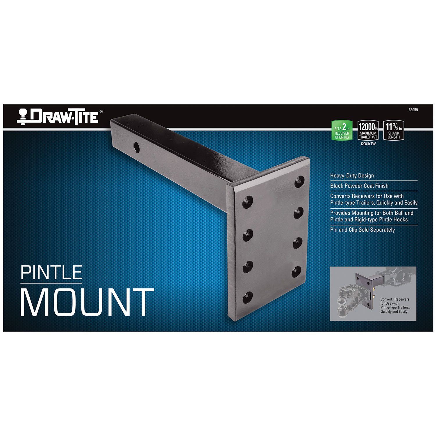 Draw-tite Pintle Hook Mounting Plate, Fits 2 in. Receiver, 12,000 lbs. Capacity thumbnail 6