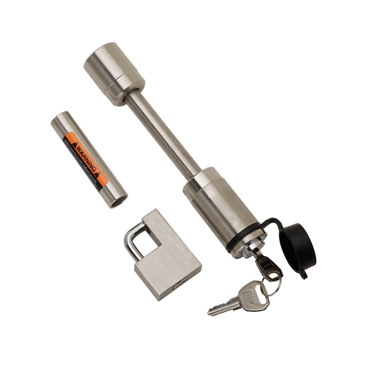 Draw-tite Trailer Hitch Lock, Fits 1-1/4 in. & 2 in. Receivers, 1/2 in. & 5/8 in. Pin Diameter, Dogbone Style, Stainless Steel DT580406 thumbnail 2