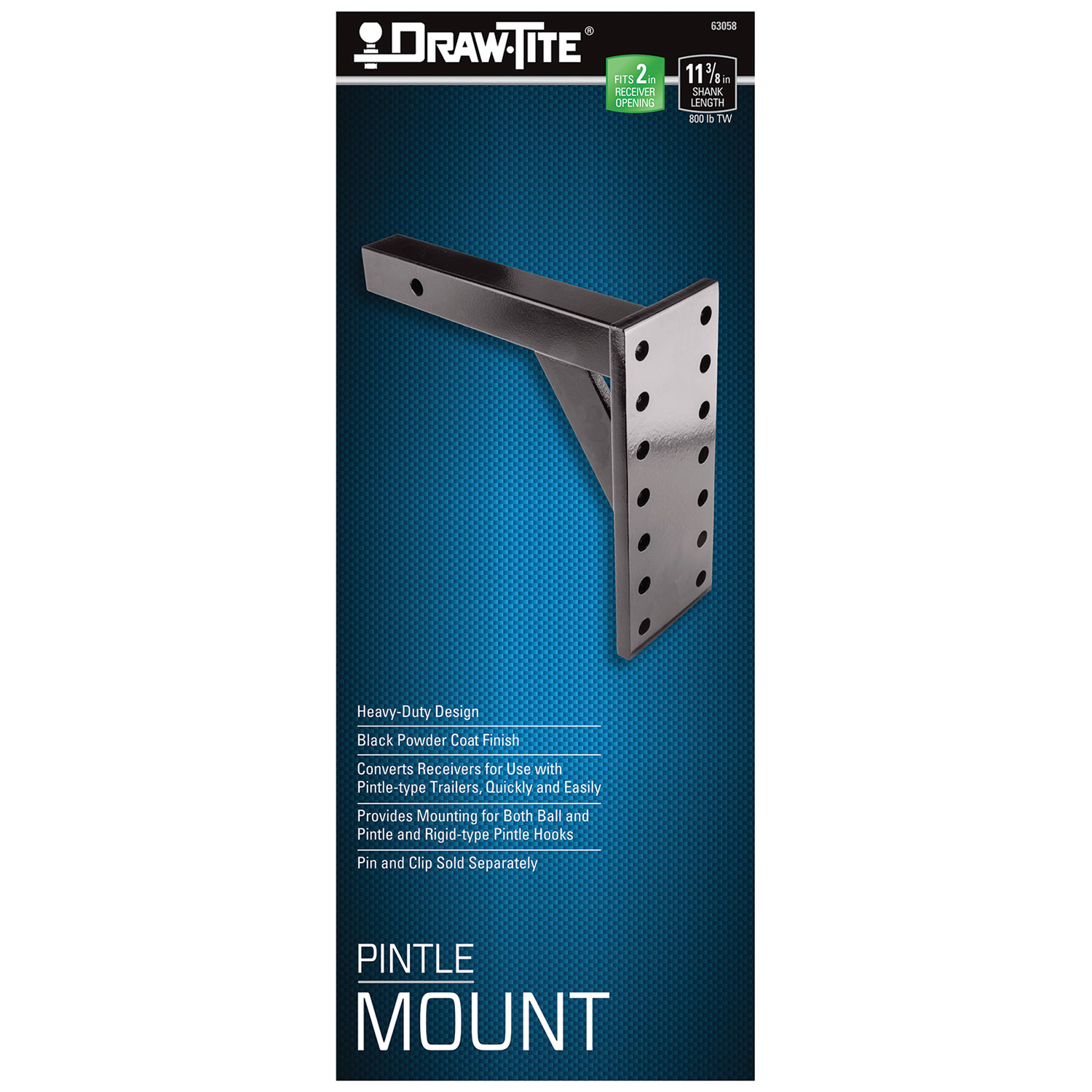 Draw-tite Pintle Hook Mounting Plate, Fits 2 in. Receiver, 8,000 lbs. Capacity thumbnail 3